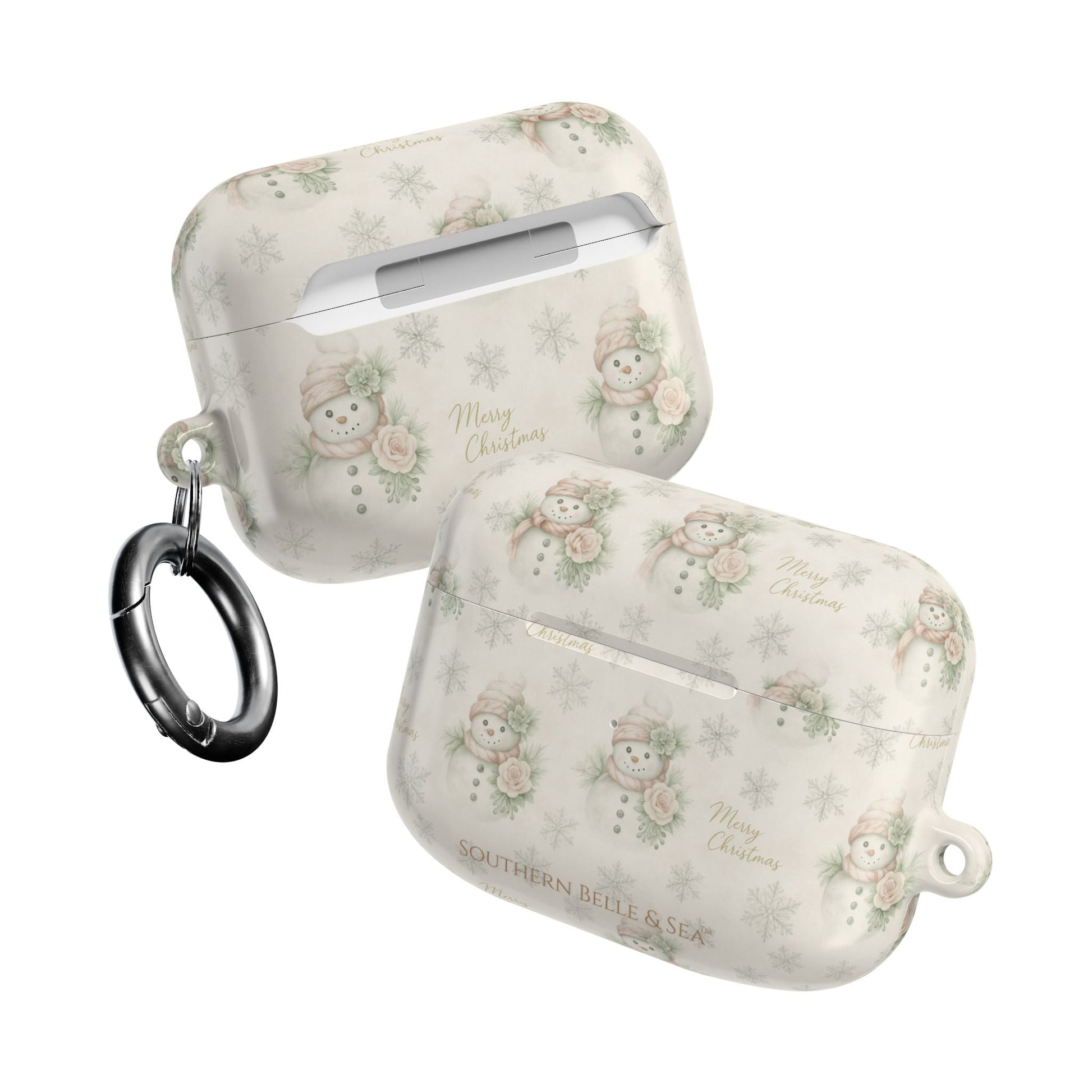 Snowman Christmas AirPod Case — 'Merry Christmas' Holiday Protective Cover - Southern Belle & Sea