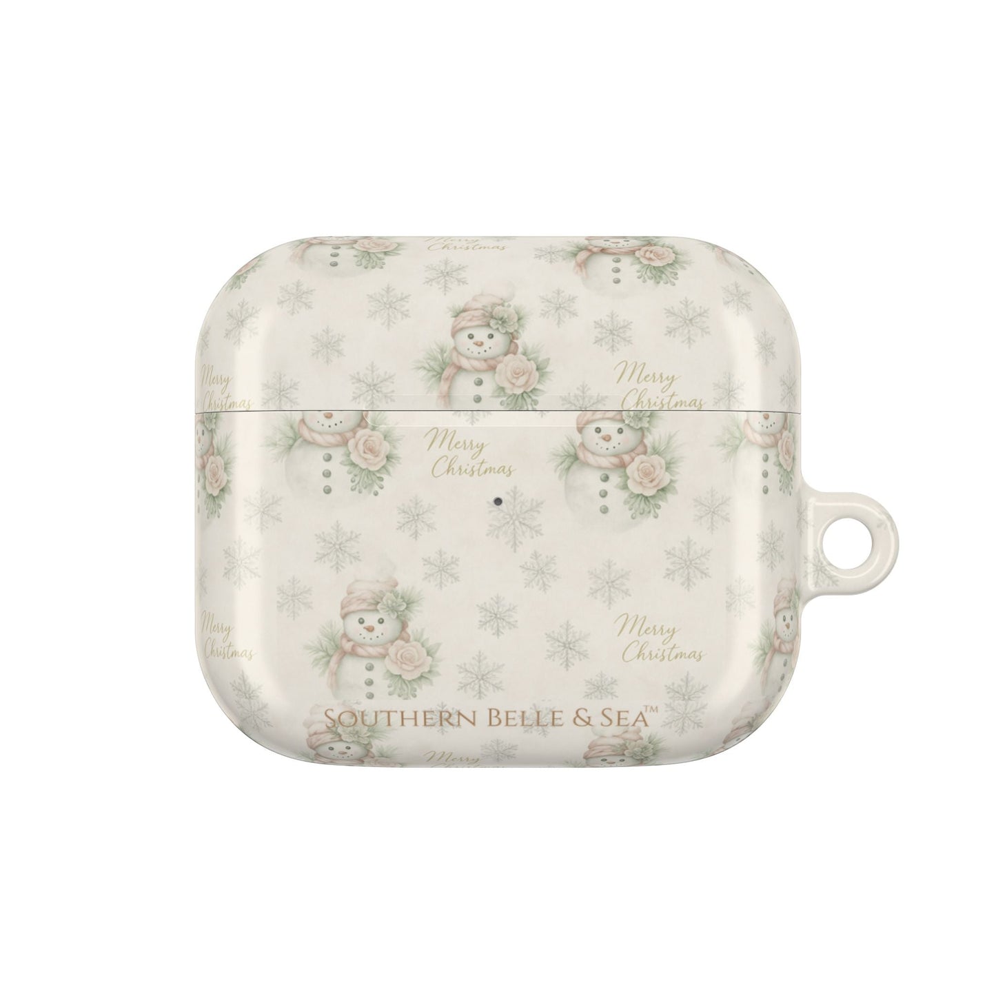 Snowman Christmas AirPod Case — 'Merry Christmas' Holiday Protective Cover - Southern Belle & Sea