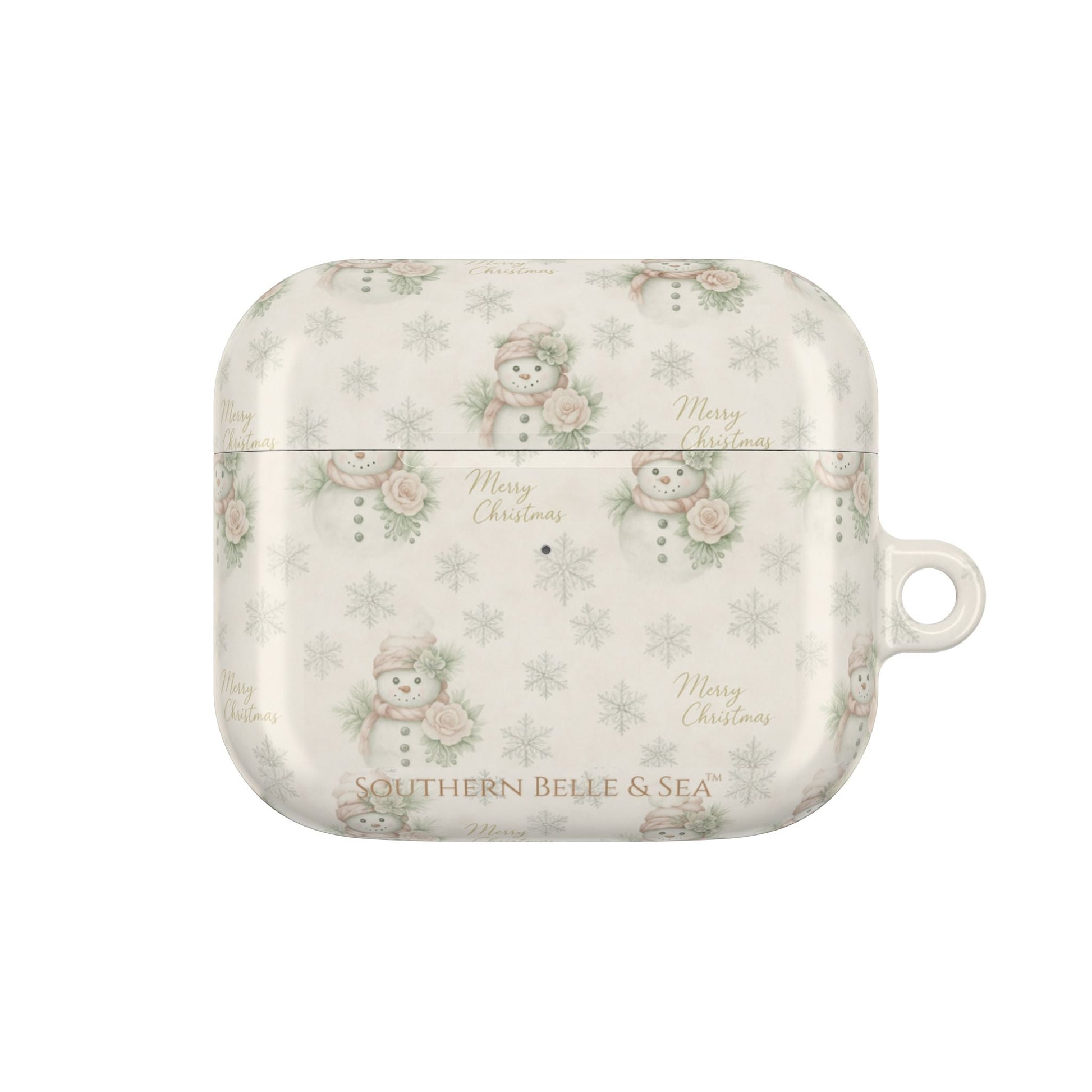 Snowman Christmas AirPod Case — 'Merry Christmas' Holiday Protective Cover - Southern Belle & Sea