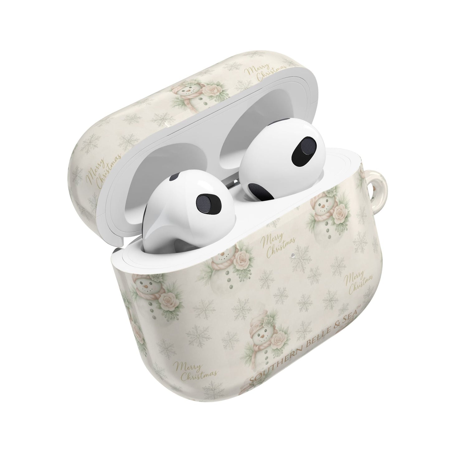 Snowman Christmas AirPod Case — 'Merry Christmas' Holiday Protective Cover - Southern Belle & Sea