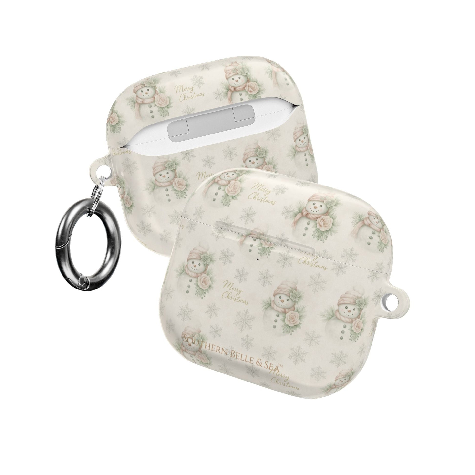 Snowman Christmas AirPod Case — 'Merry Christmas' Holiday Protective Cover - Southern Belle & Sea
