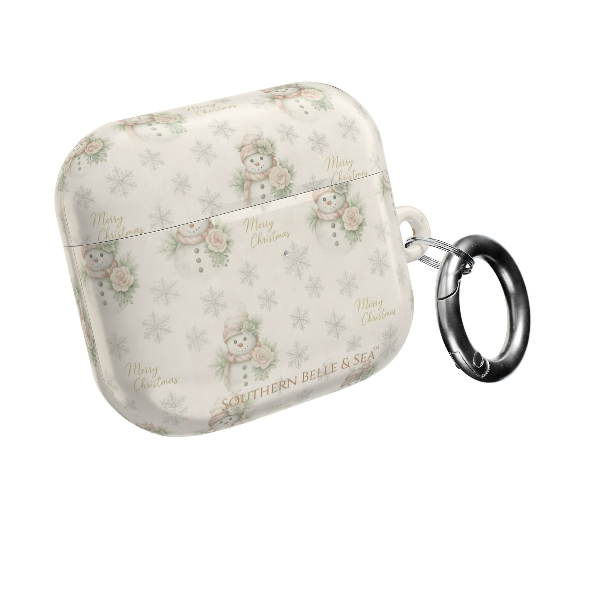 Snowman Christmas AirPod Case — 'Merry Christmas' Holiday Protective Cover - Southern Belle & Sea