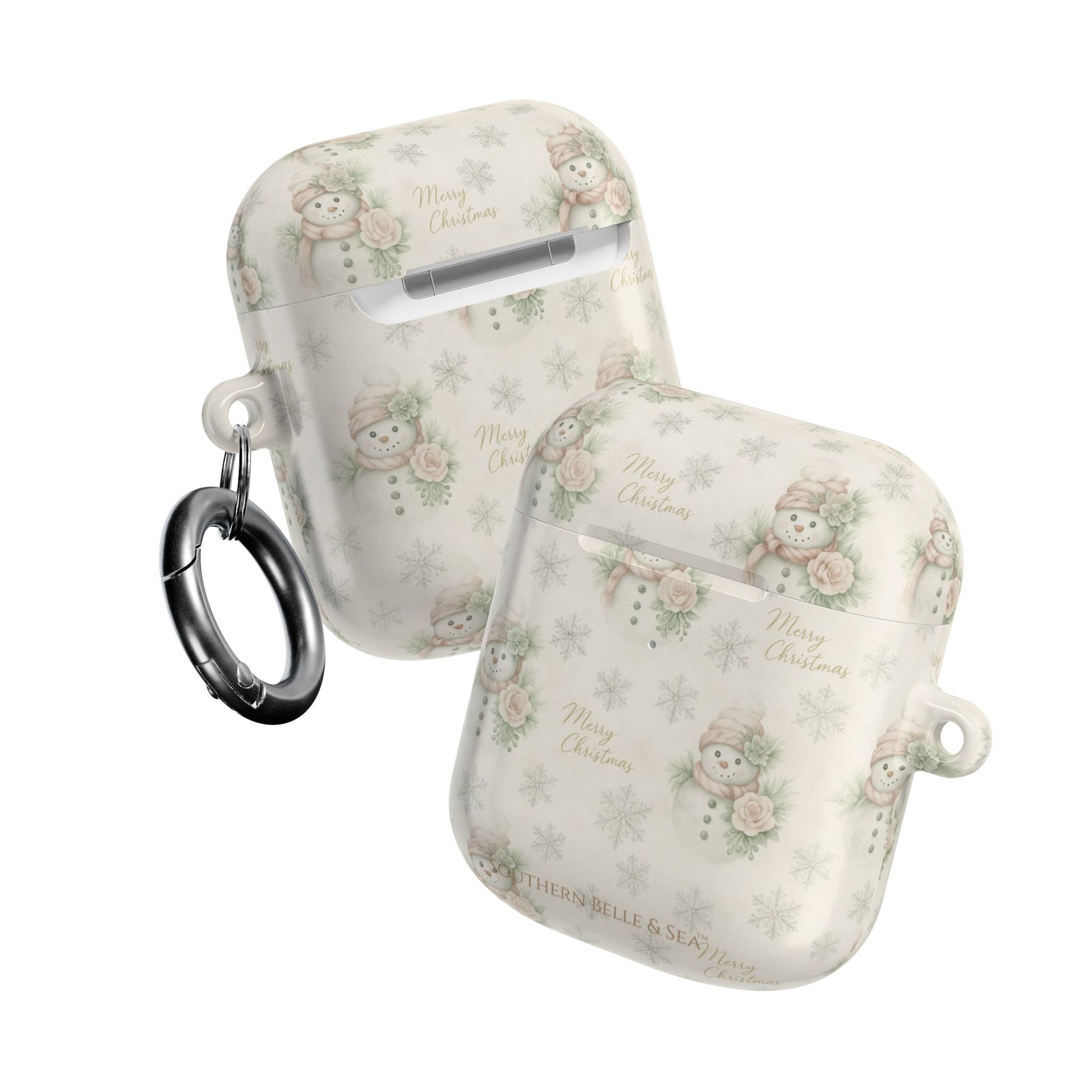 Snowman Christmas AirPod Case — 'Merry Christmas' Holiday Protective Cover - Southern Belle & Sea
