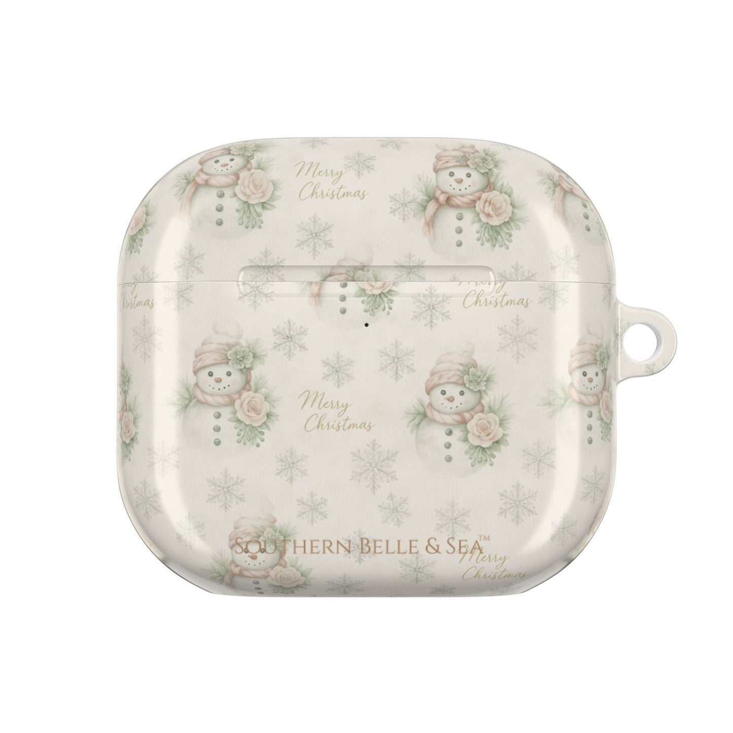 Snowman Christmas AirPod Case — 'Merry Christmas' Holiday Protective Cover - Southern Belle & Sea