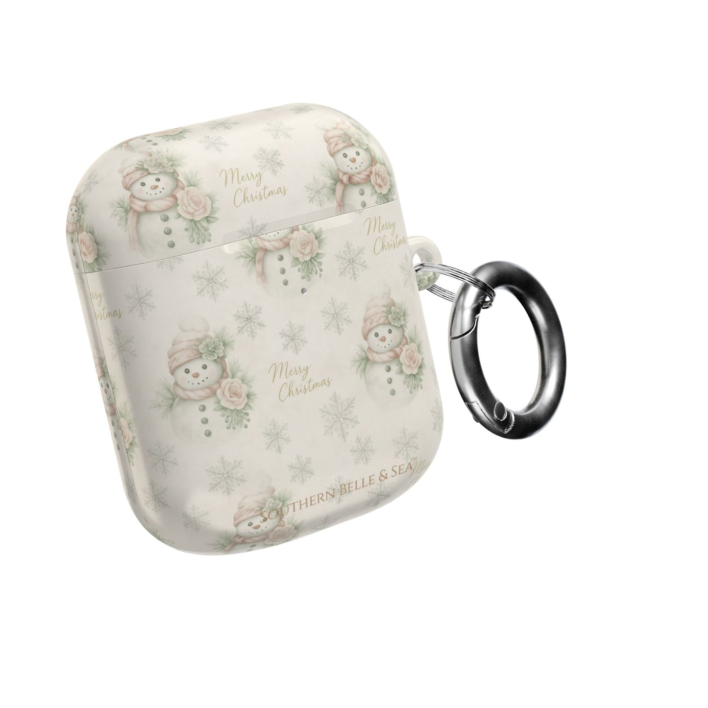 Snowman Christmas AirPod Case — 'Merry Christmas' Holiday Protective Cover - Southern Belle & Sea