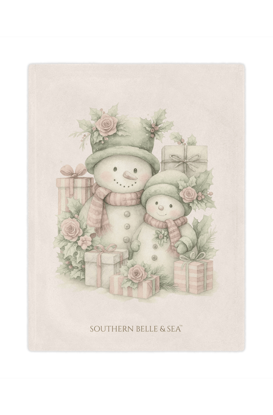 Snowman Family Minky Blanket — Christmas in Bloom | Southern Belle & Sea™ - Southern Belle & Sea