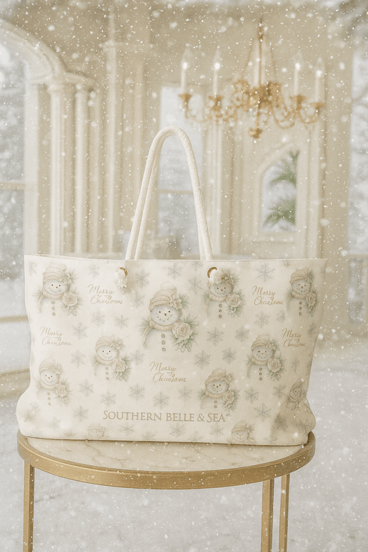 Snowman & Snowflakes Christmas Weekender Tote Bag | Southern Belle & Sea™ - Southern Belle & Sea