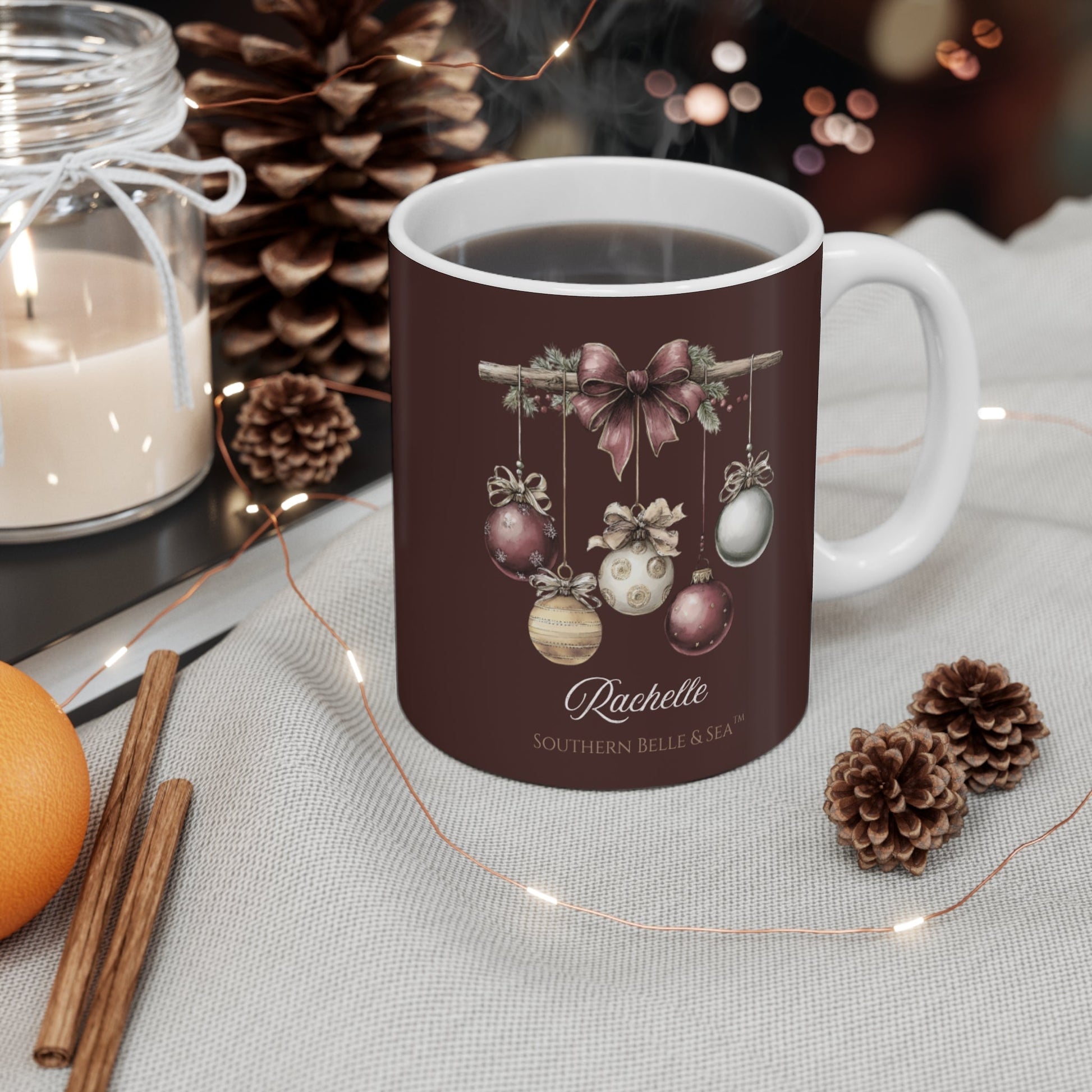 Snowy Grace Clear Glass Mug (10oz) — Snowy Grace Collection | Southern Belle & Sea™ - Southern Belle & Sea