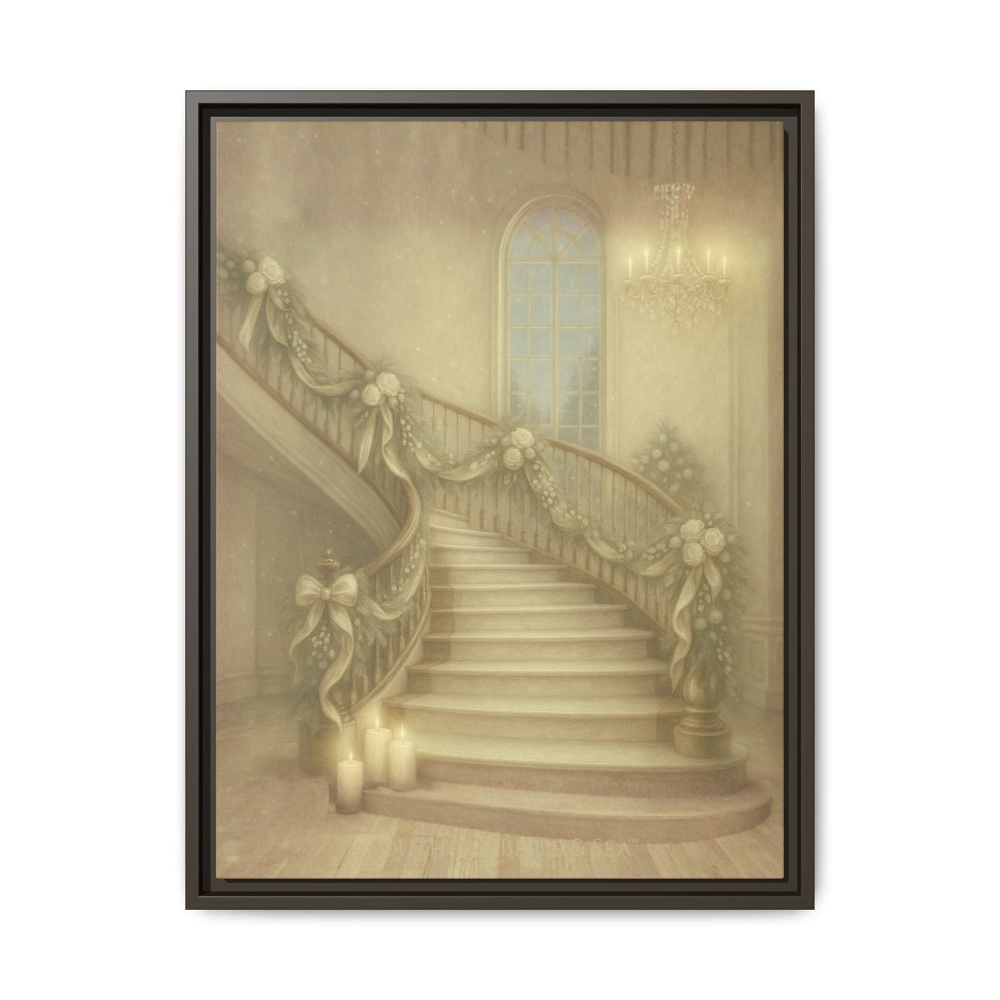 Staircase Christmas Edition — Southern Mansion Holiday Canvas | Southern Belle & Sea™ - Southern Belle & Sea