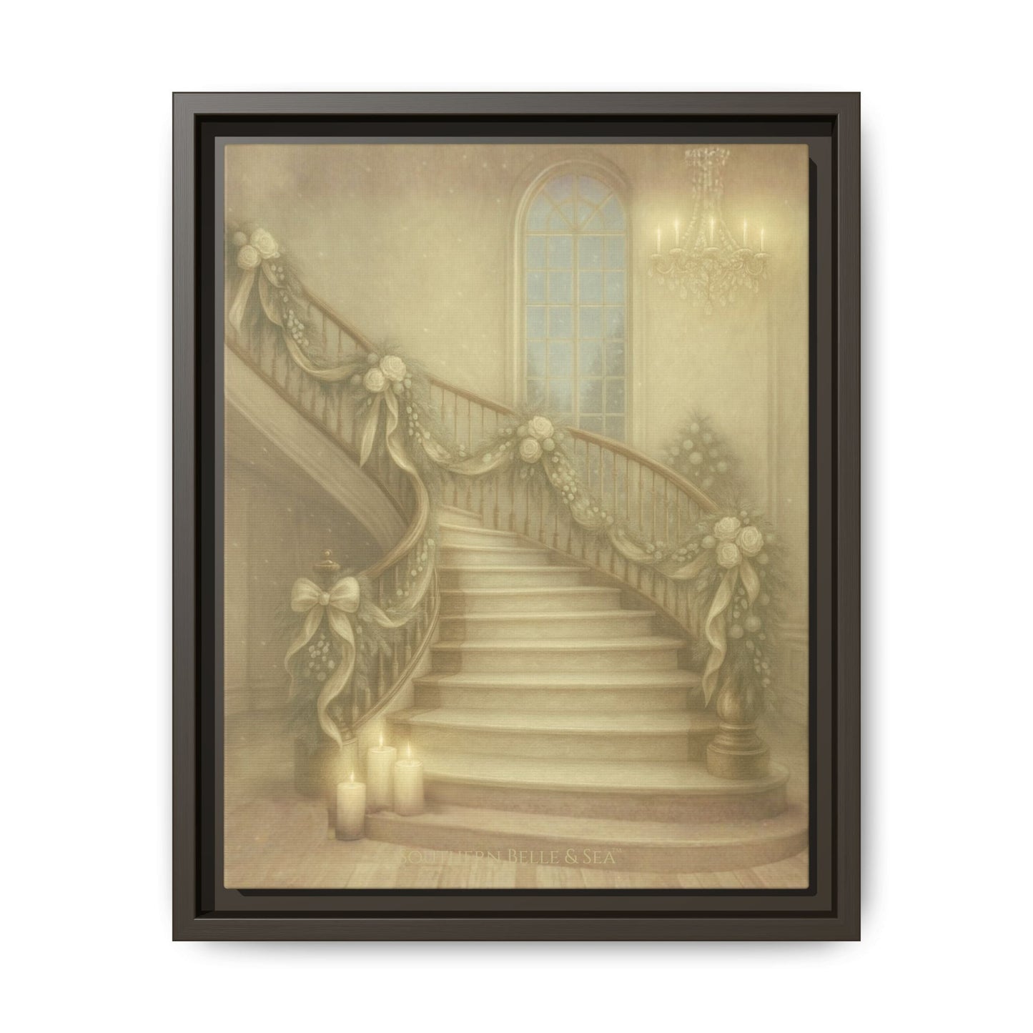Staircase Christmas Edition — Southern Mansion Holiday Canvas | Southern Belle & Sea™ - Southern Belle & Sea