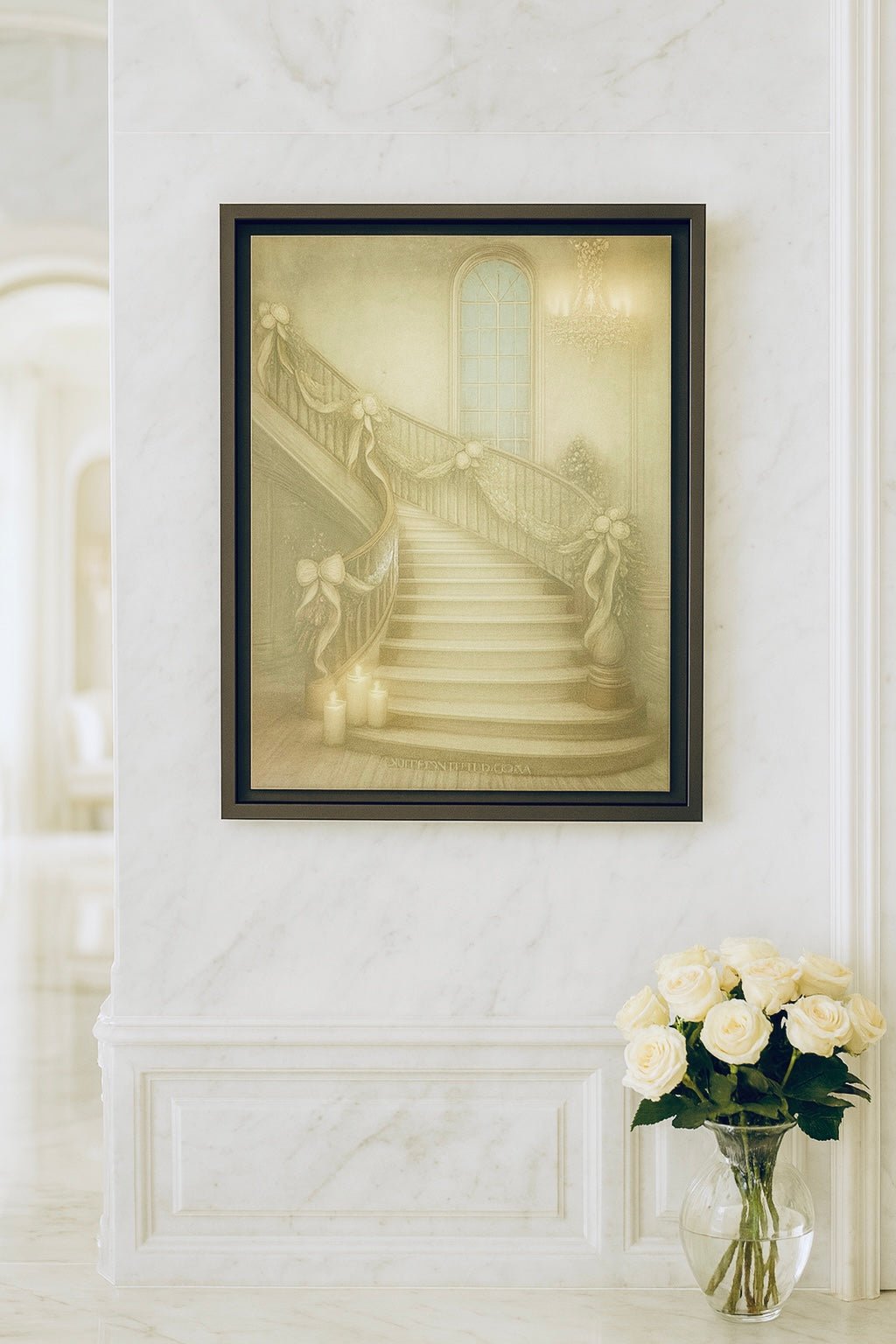 Staircase Christmas Edition — Southern Mansion Holiday Canvas | Southern Belle & Sea™ - Southern Belle & Sea