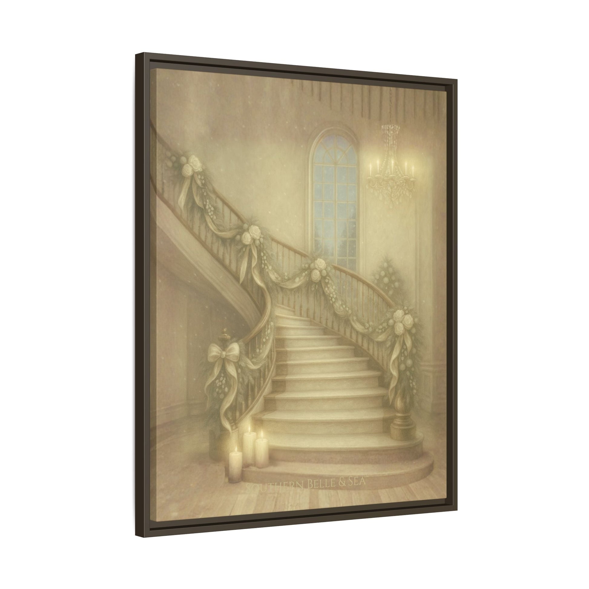 Staircase Christmas Edition — Southern Mansion Holiday Canvas | Southern Belle & Sea™ - Southern Belle & Sea