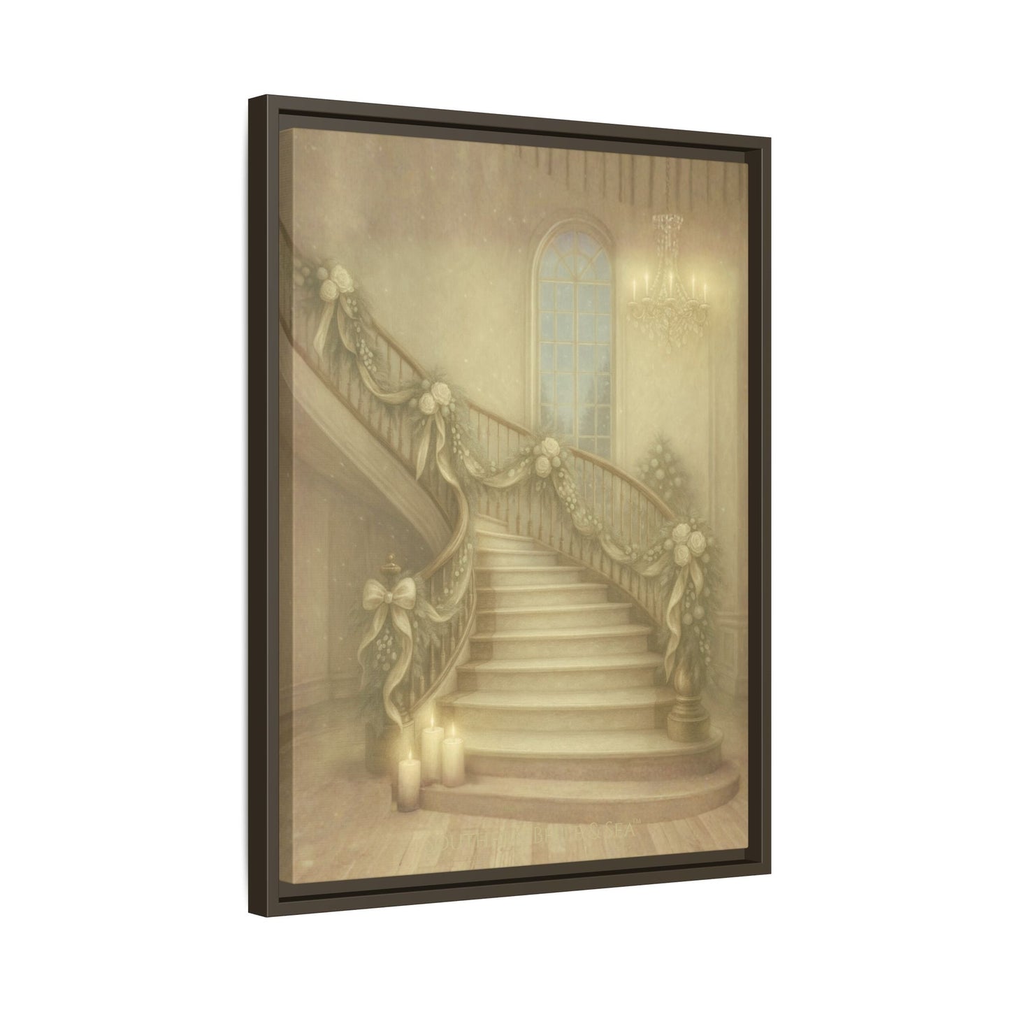 Staircase Christmas Edition — Southern Mansion Holiday Canvas | Southern Belle & Sea™ - Southern Belle & Sea