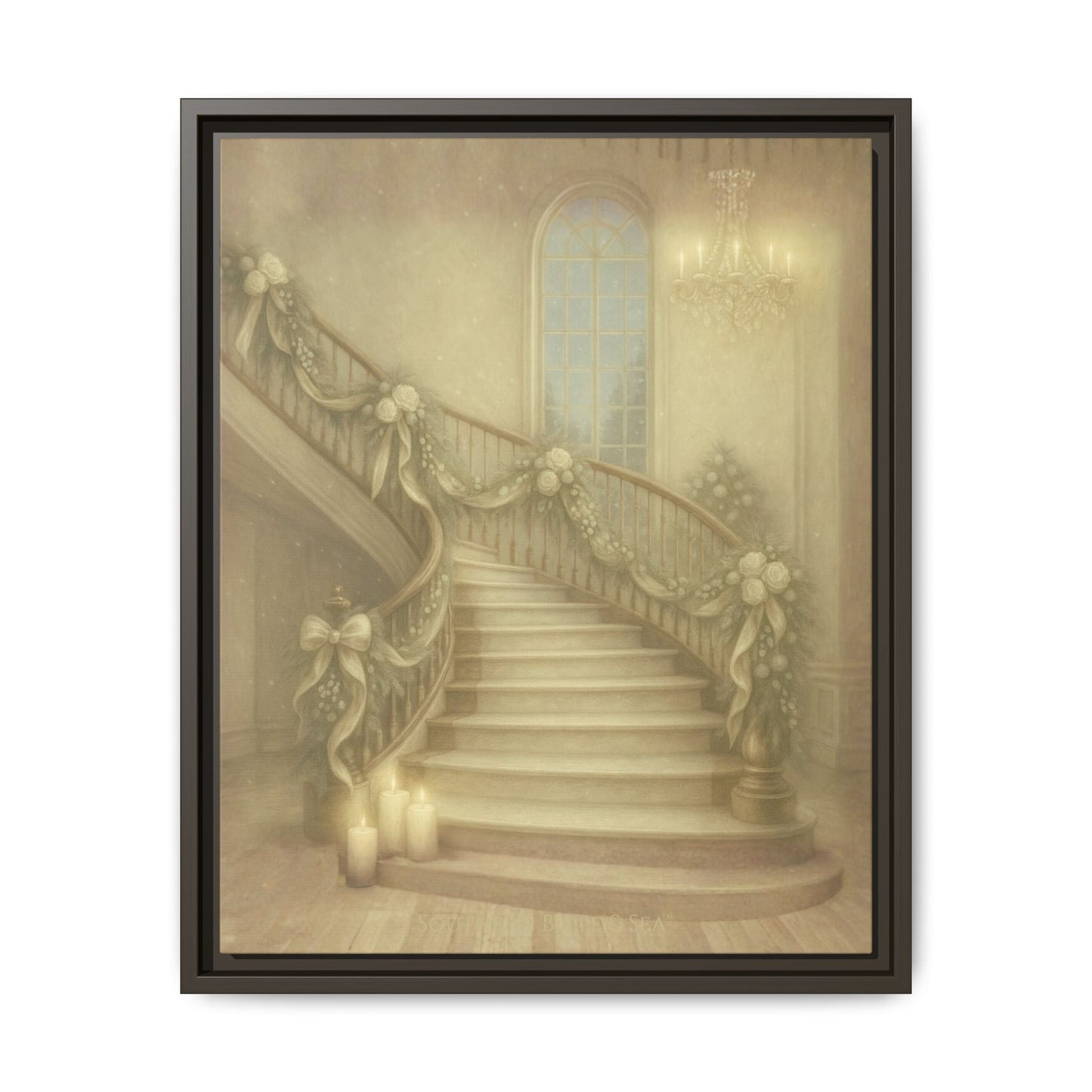 Staircase Christmas Edition — Southern Mansion Holiday Canvas | Southern Belle & Sea™ - Southern Belle & Sea