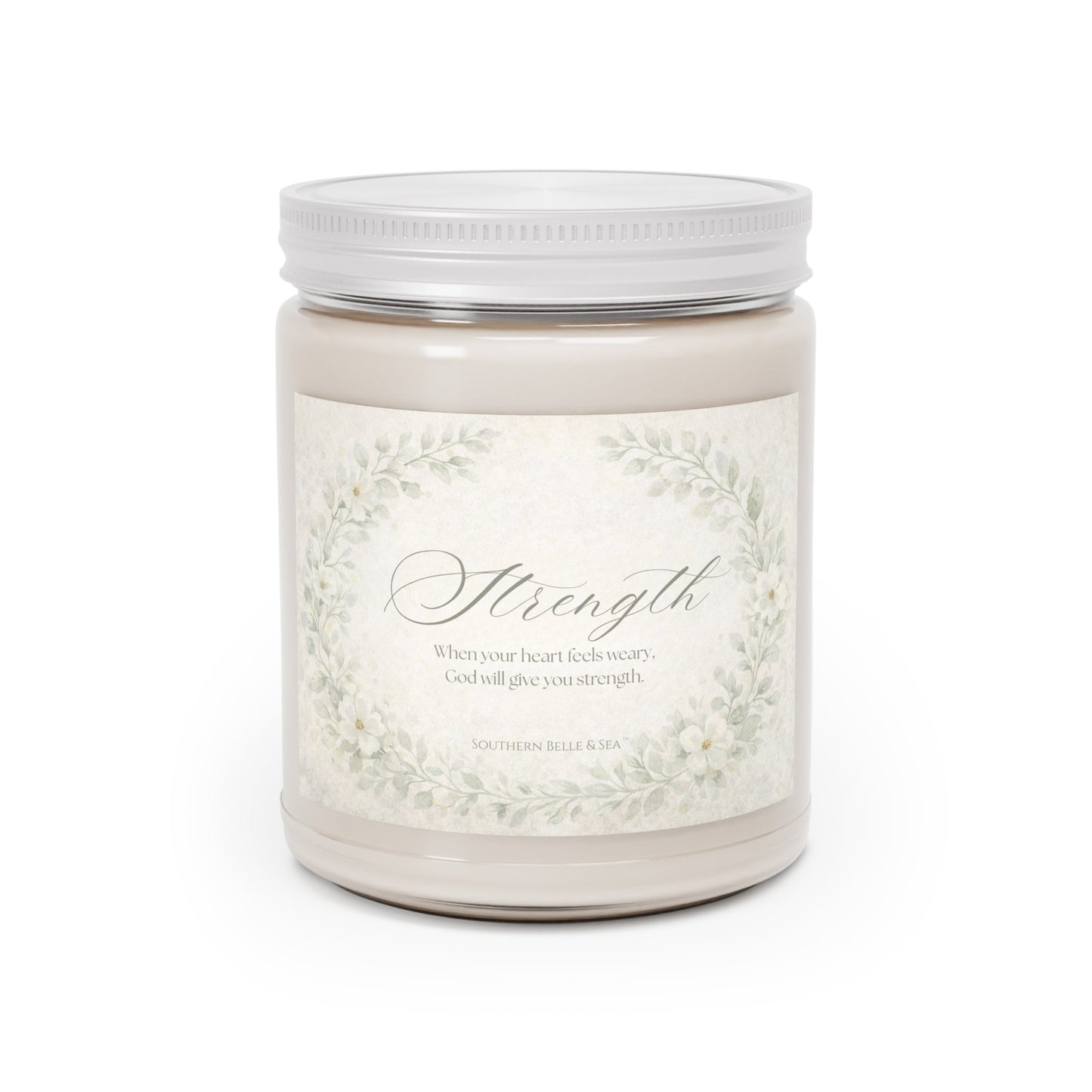 Strength — Scripture Candle (9oz glass jar)| Southern Belle & Sea™ - Southern Belle & Sea