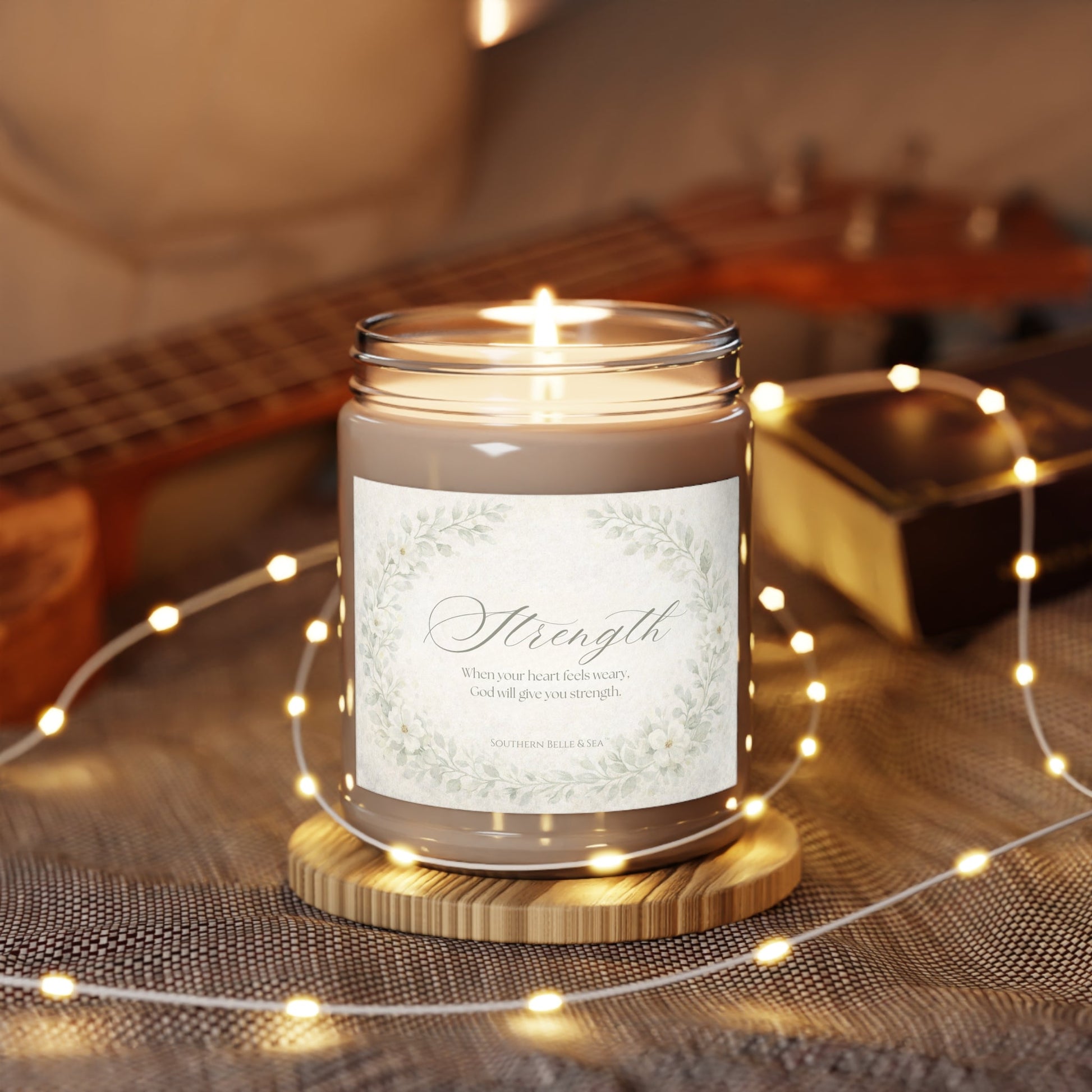 Strength — Scripture Candle (9oz glass jar)| Southern Belle & Sea™ - Southern Belle & Sea