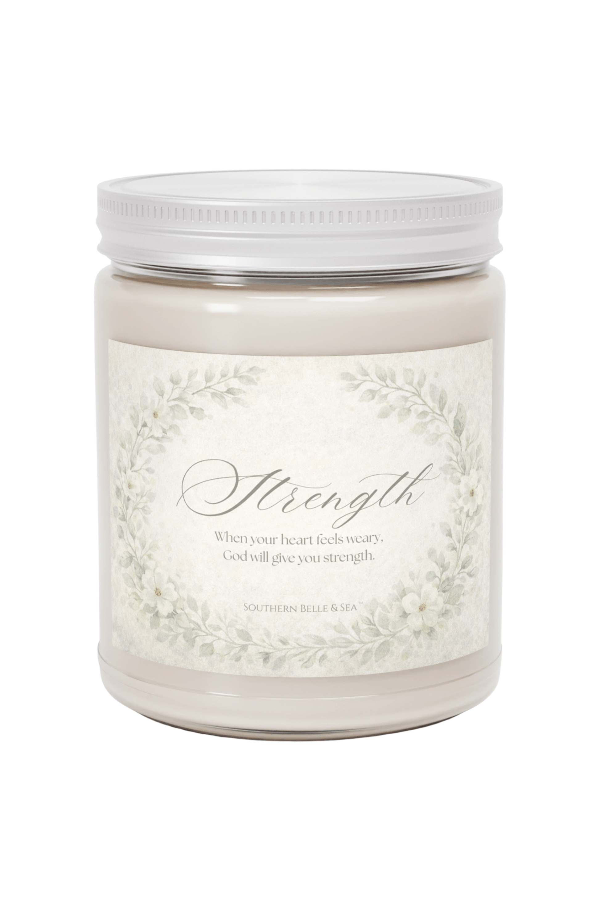 Strength — Scripture Candle (9oz glass jar)| Southern Belle & Sea™ - Southern Belle & Sea