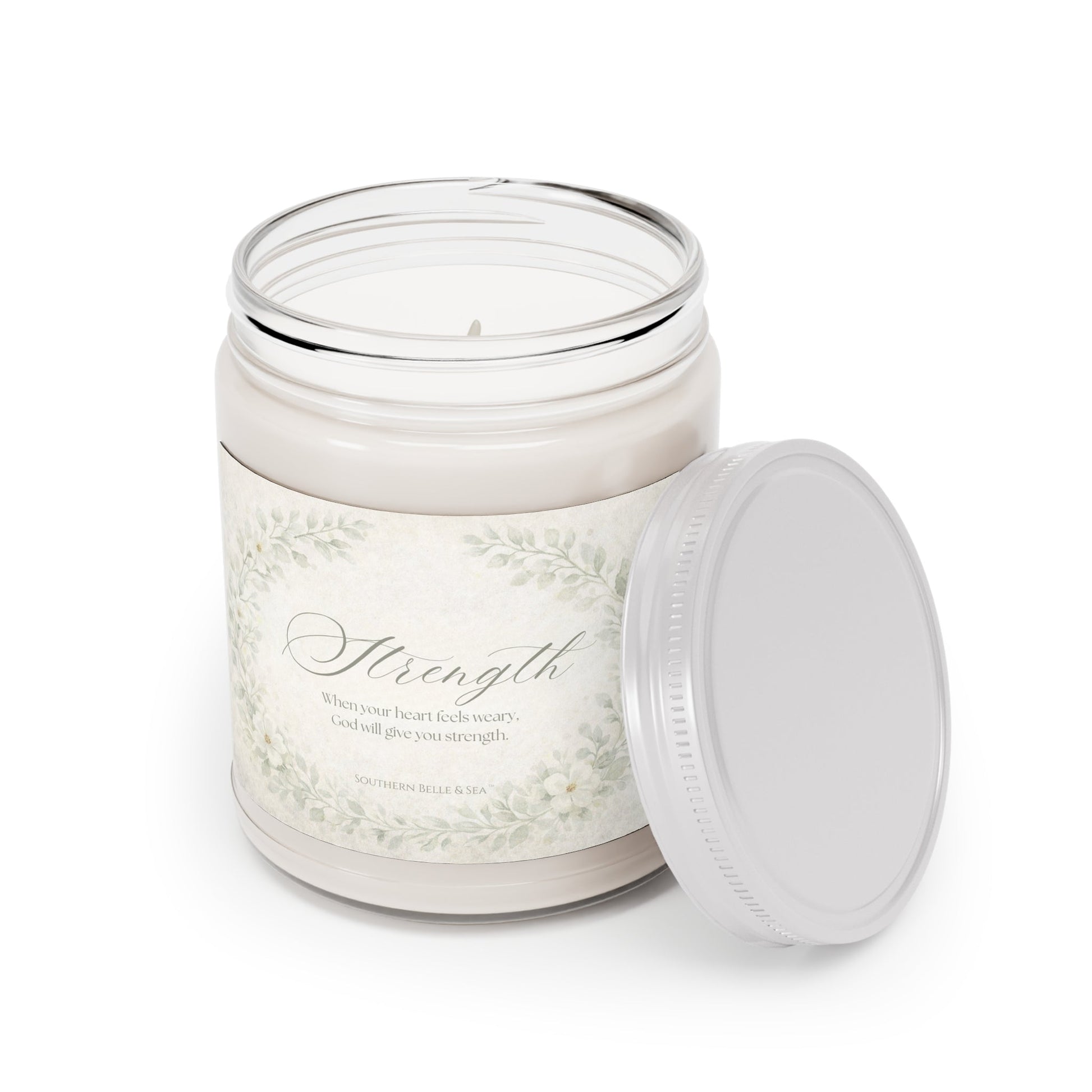 Strength — Scripture Candle (9oz glass jar)| Southern Belle & Sea™ - Southern Belle & Sea