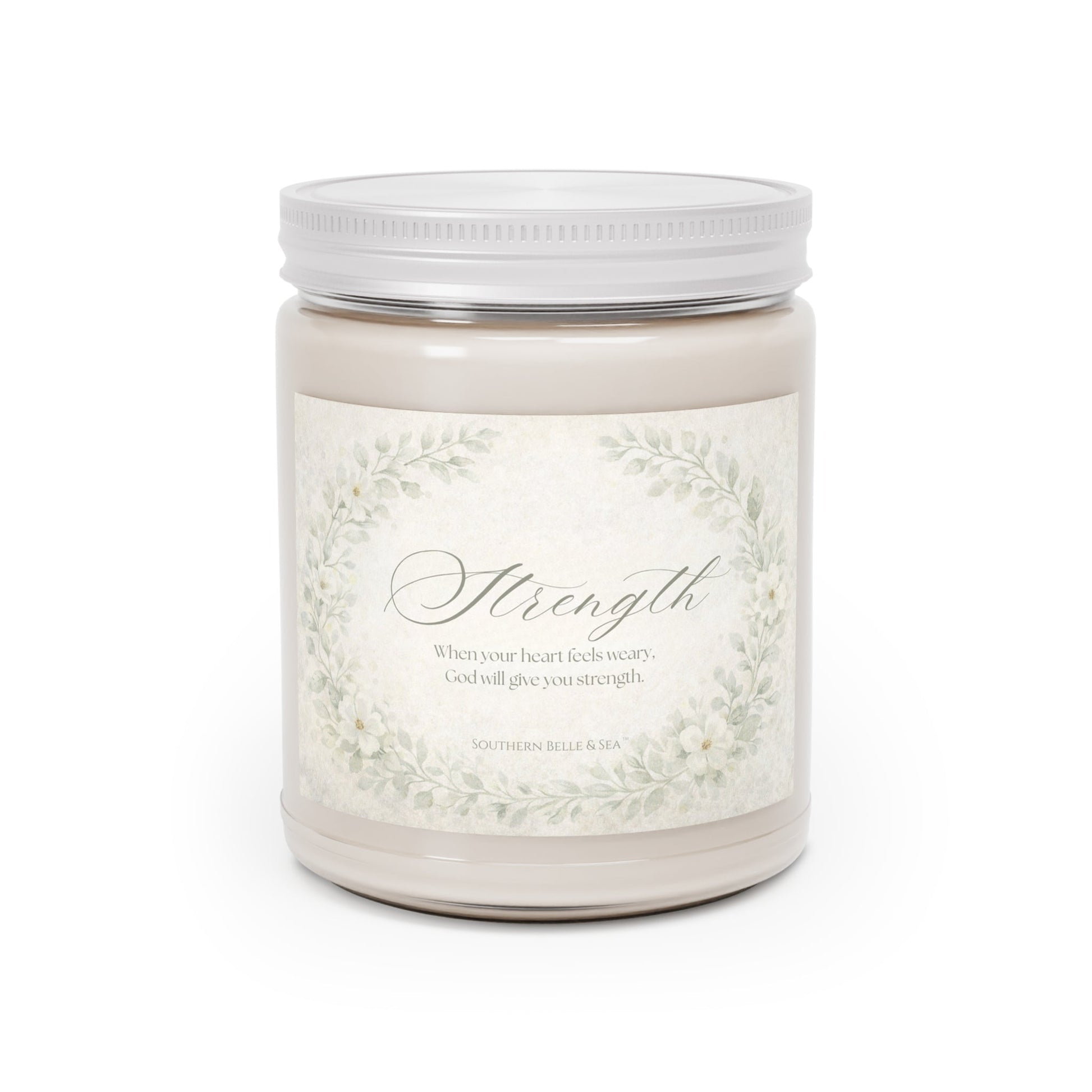 Strength — Scripture Candle (9oz glass jar)| Southern Belle & Sea™ - Southern Belle & Sea