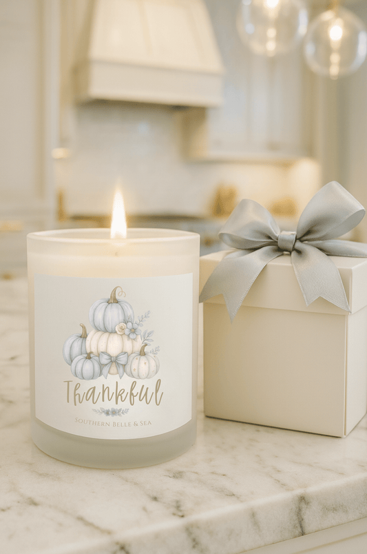 THANKFUL Candle (Blue Pumpkin Floral) — Virtue Collection | Southern Belle & Sea™ - Southern Belle & Sea