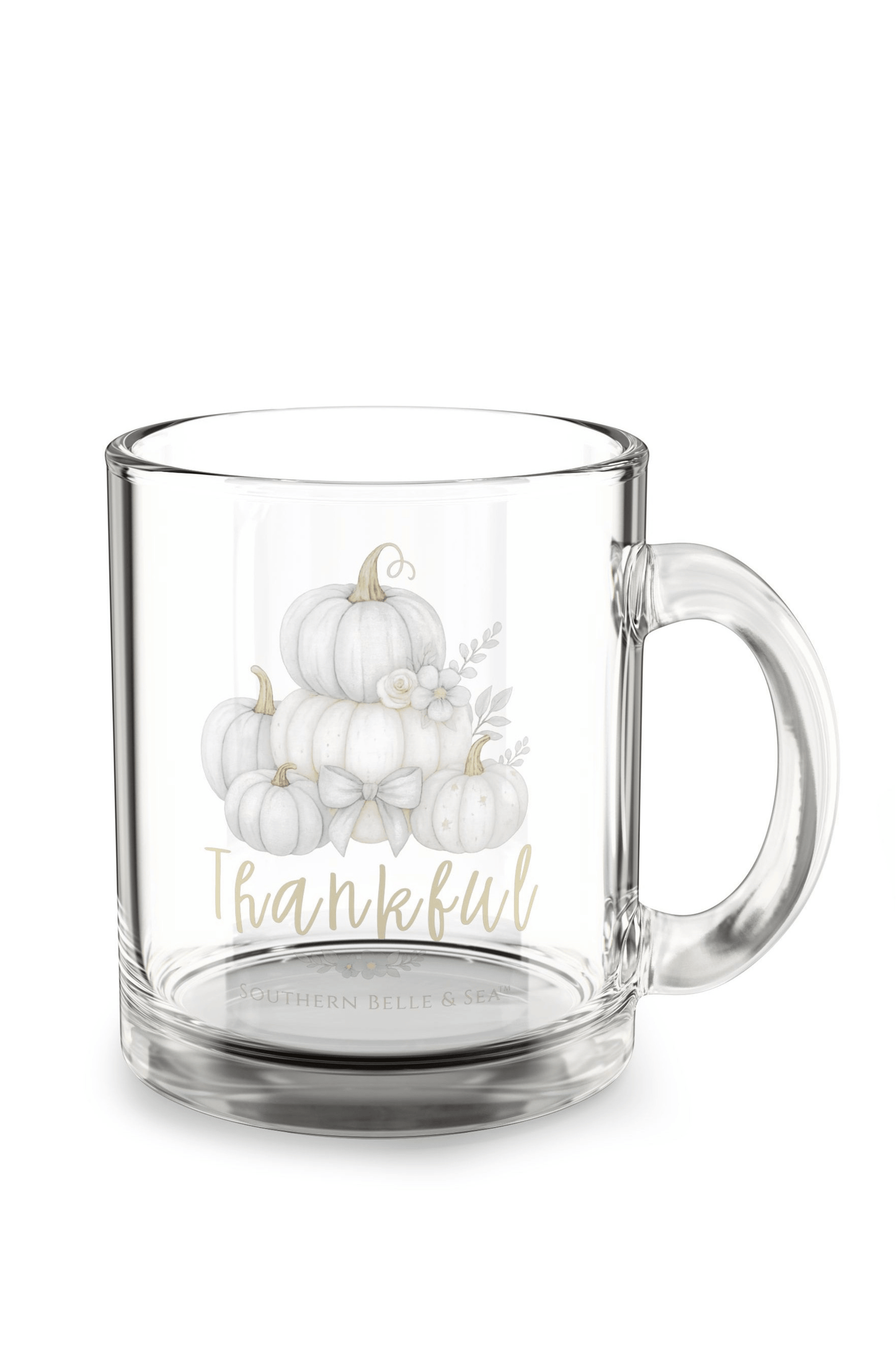 THANKFUL Clear Mug (Blue Pumpkin Floral) — Virtue Collection | Southern Belle & Sea™ - Southern Belle & Sea