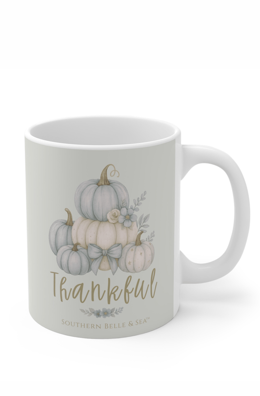 THANKFUL Mug (Blue Pumpkin Floral) — Virtue Collection | Southern Belle & Sea™ - Southern Belle & Sea