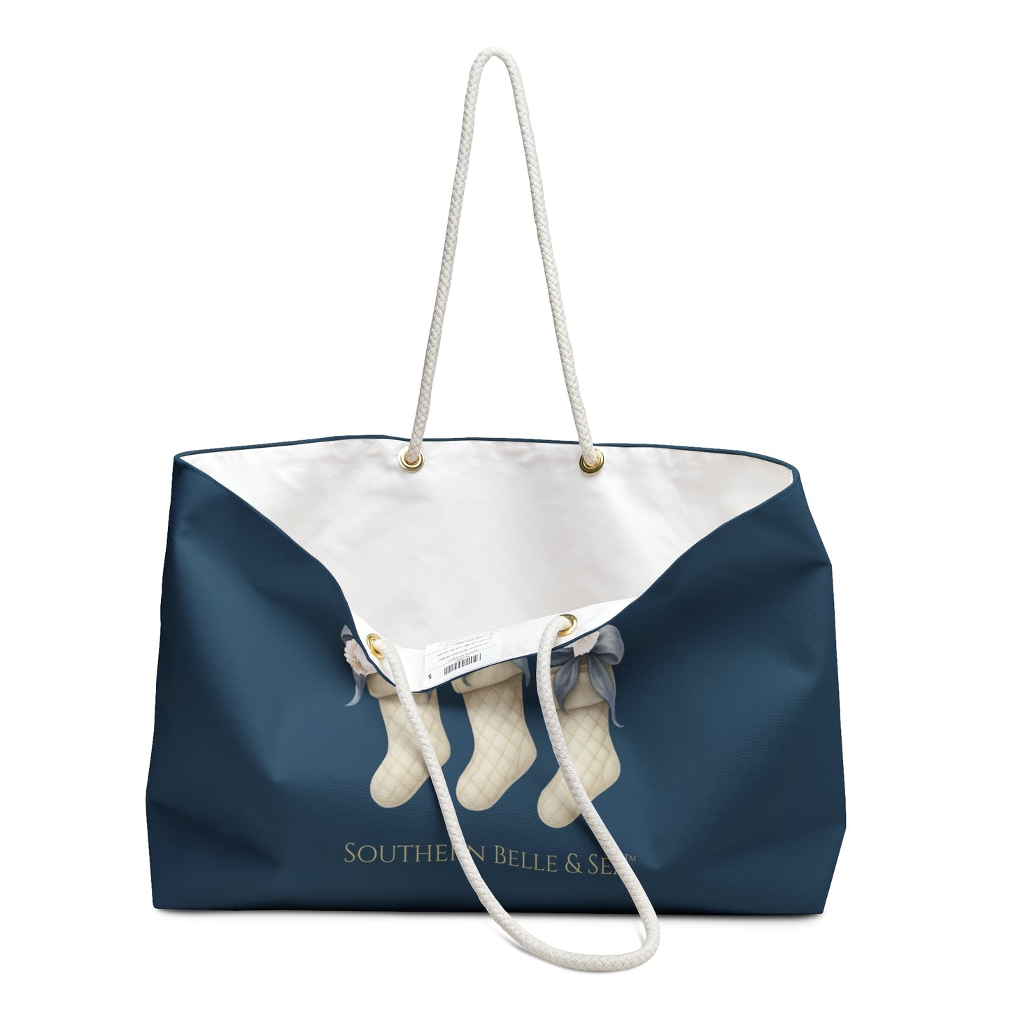 Triple Stocking Royal Blue Weekender Tote — Christmas Classics Collection | Southern Belle & Sea™ - Southern Belle & Sea