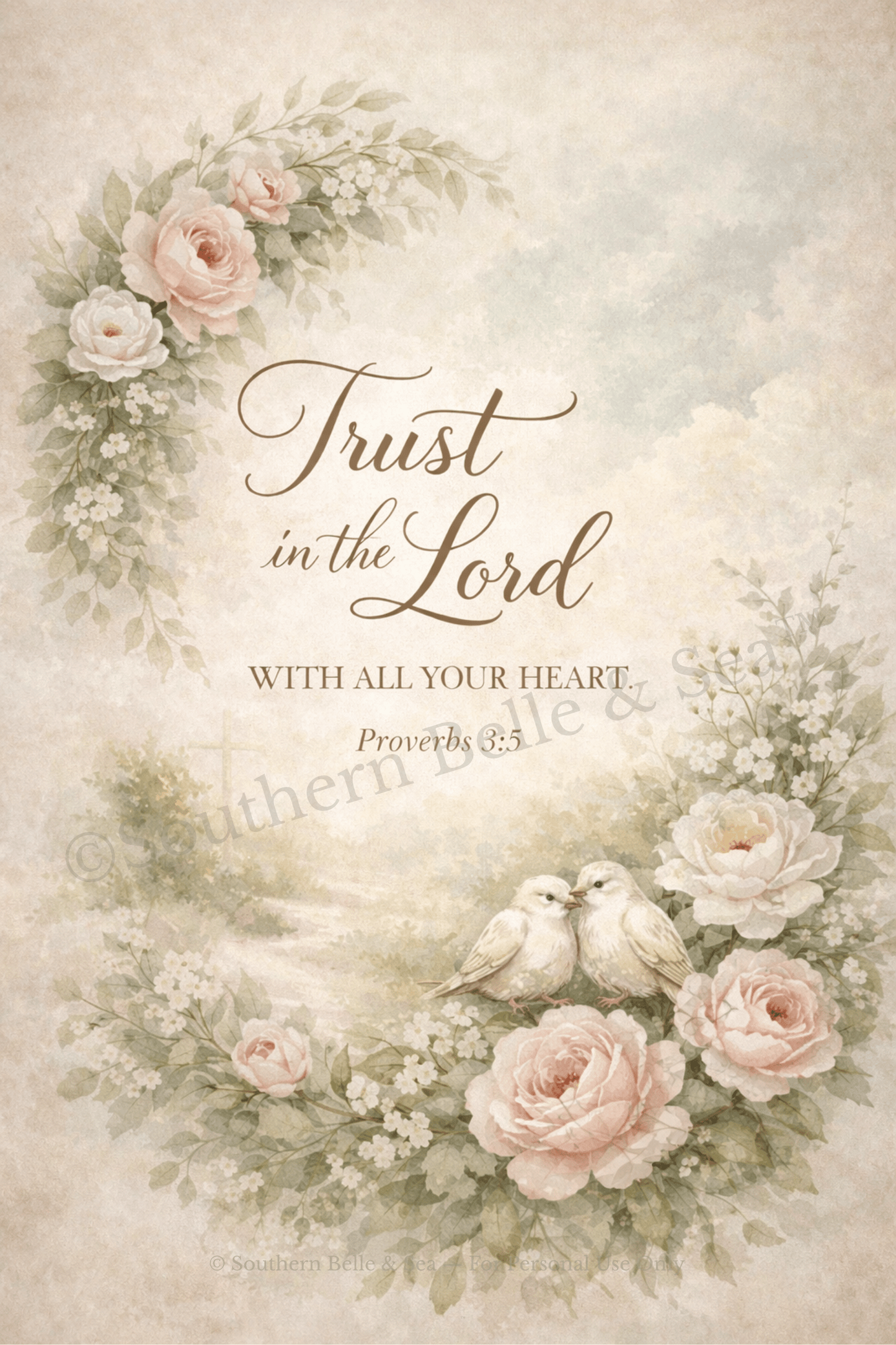 Trust in the Lord — Proverbs 3:5 Christian Printable Wall Art | Southern Belle & Sea™ - Southern Belle & Sea