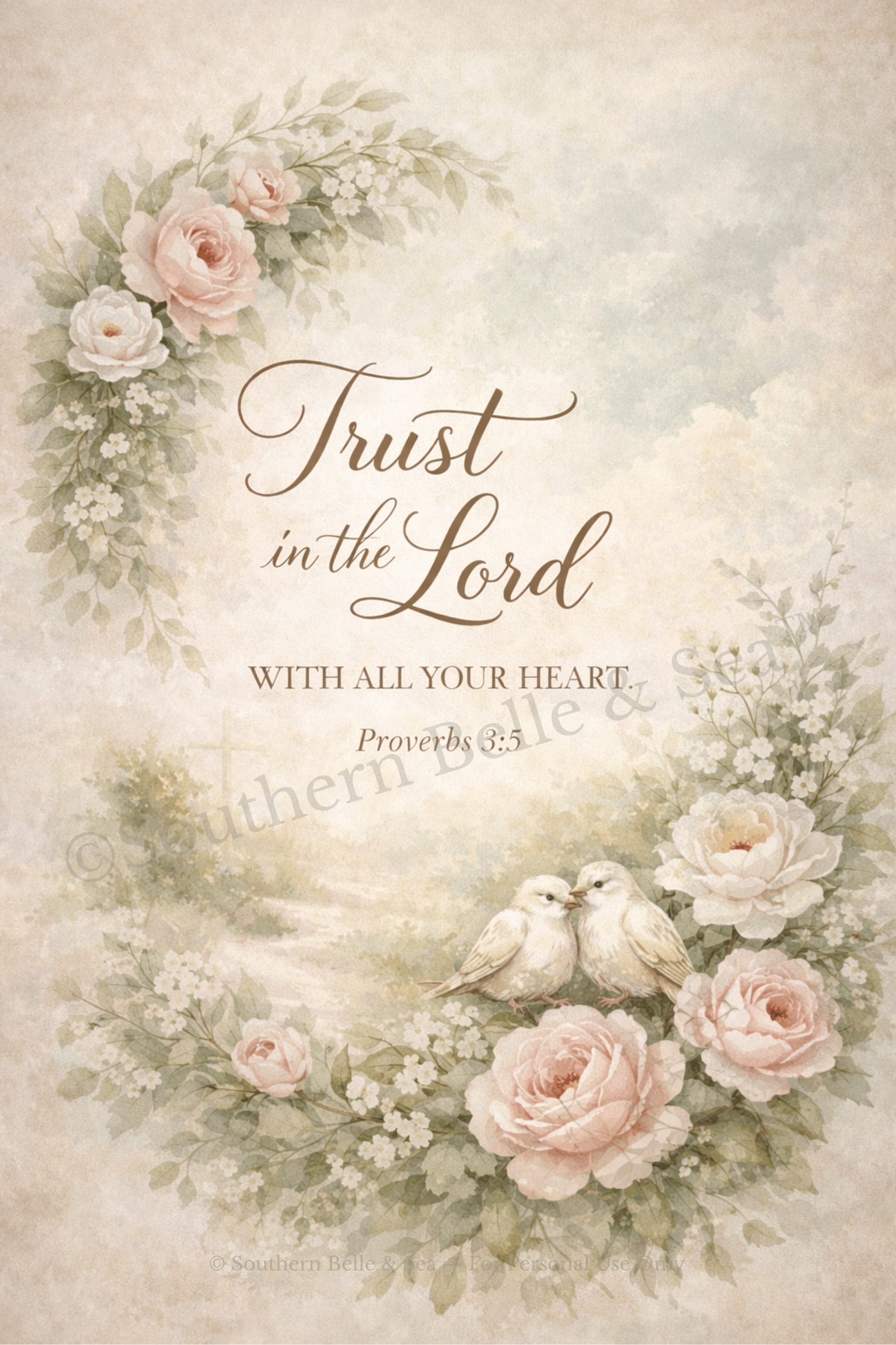 Trust in the Lord — Proverbs 3:5 Christian Printable Wall Art | Southern Belle & Sea™ - Southern Belle & Sea