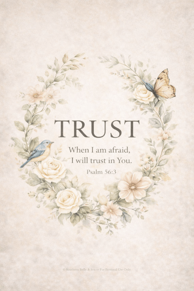 Trust — Psalm 56:3 Printable Scripture Art | Southern Belle & Sea™ - Southern Belle & Sea