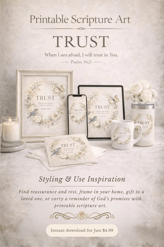 Trust — Psalm 56:3 Printable Scripture Art | Southern Belle & Sea™ - Southern Belle & Sea