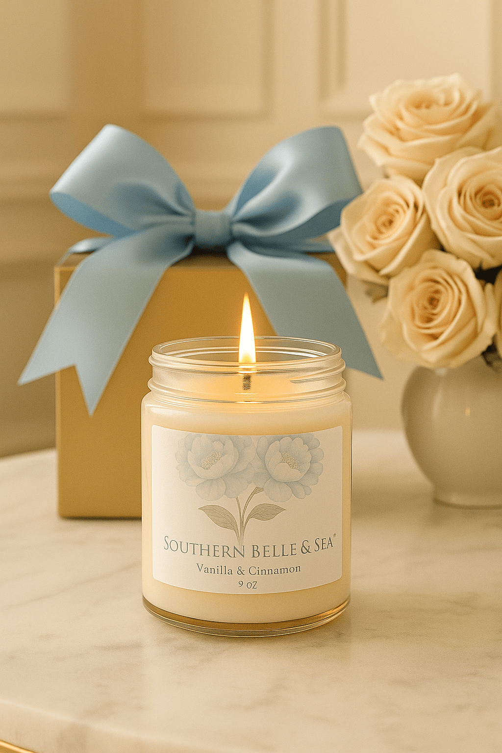 Vanilla & Cinnamon Soy Candle – Cozy Southern Charm | Southern Belle & Sea™ - Southern Belle & Sea