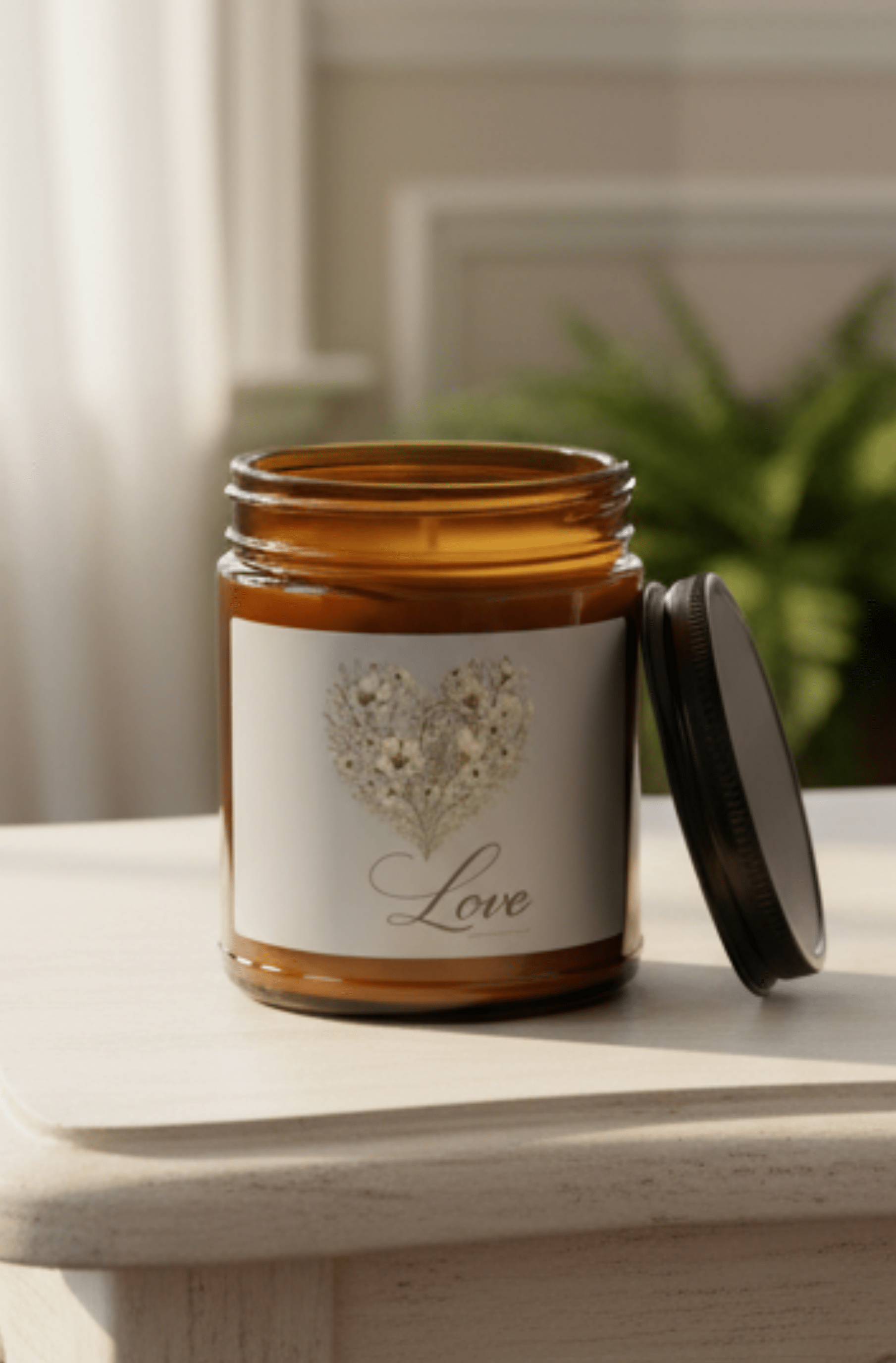 Vintage Botanical Greenery Heart “LOVE” Candle | Southern Belle & Sea™ - Southern Belle & Sea