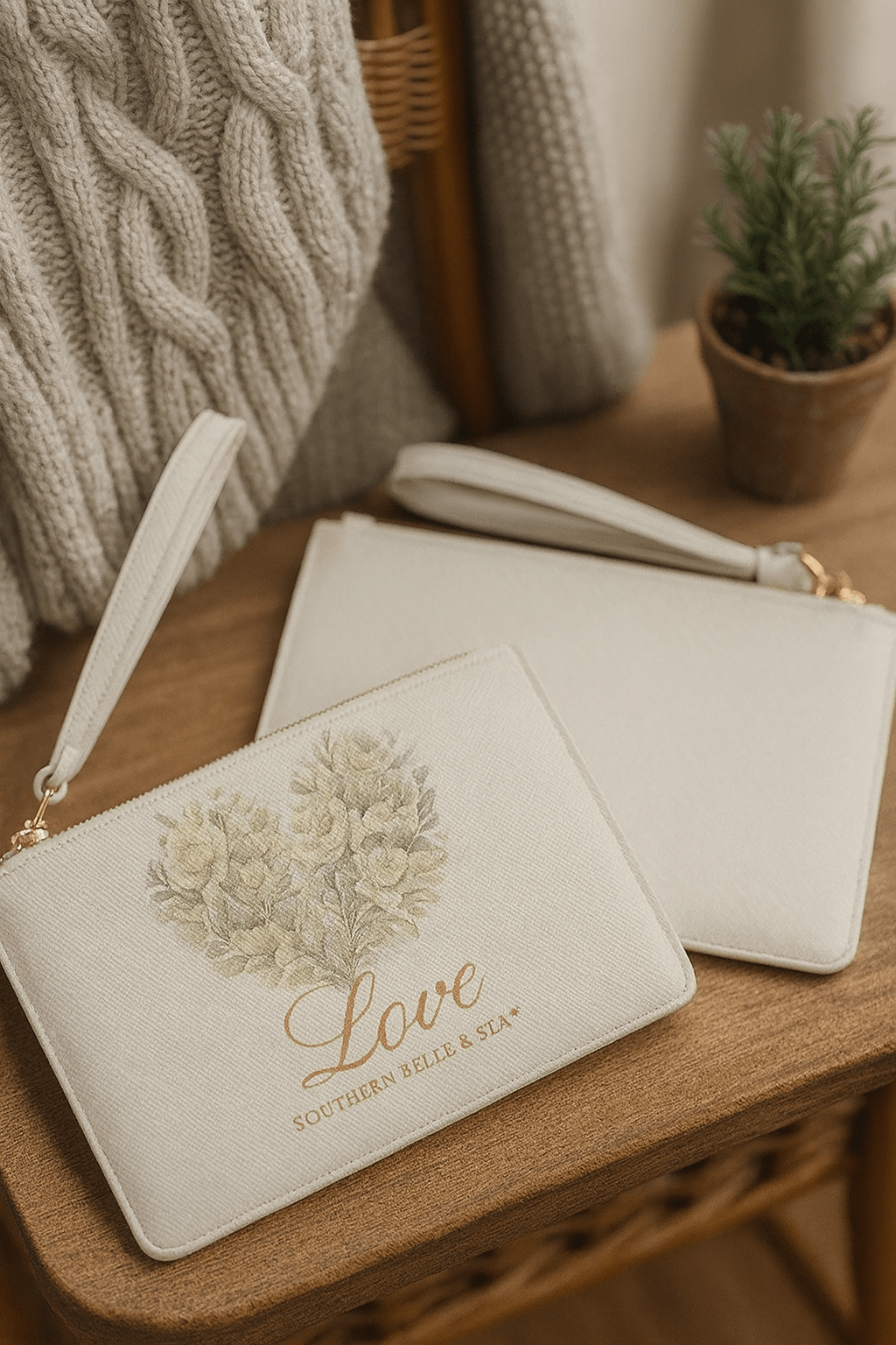 Vintage Botanical Greenery Heart ‘Love’ Clutch Bag | Southern Belle & Sea™ - Southern Belle & Sea
