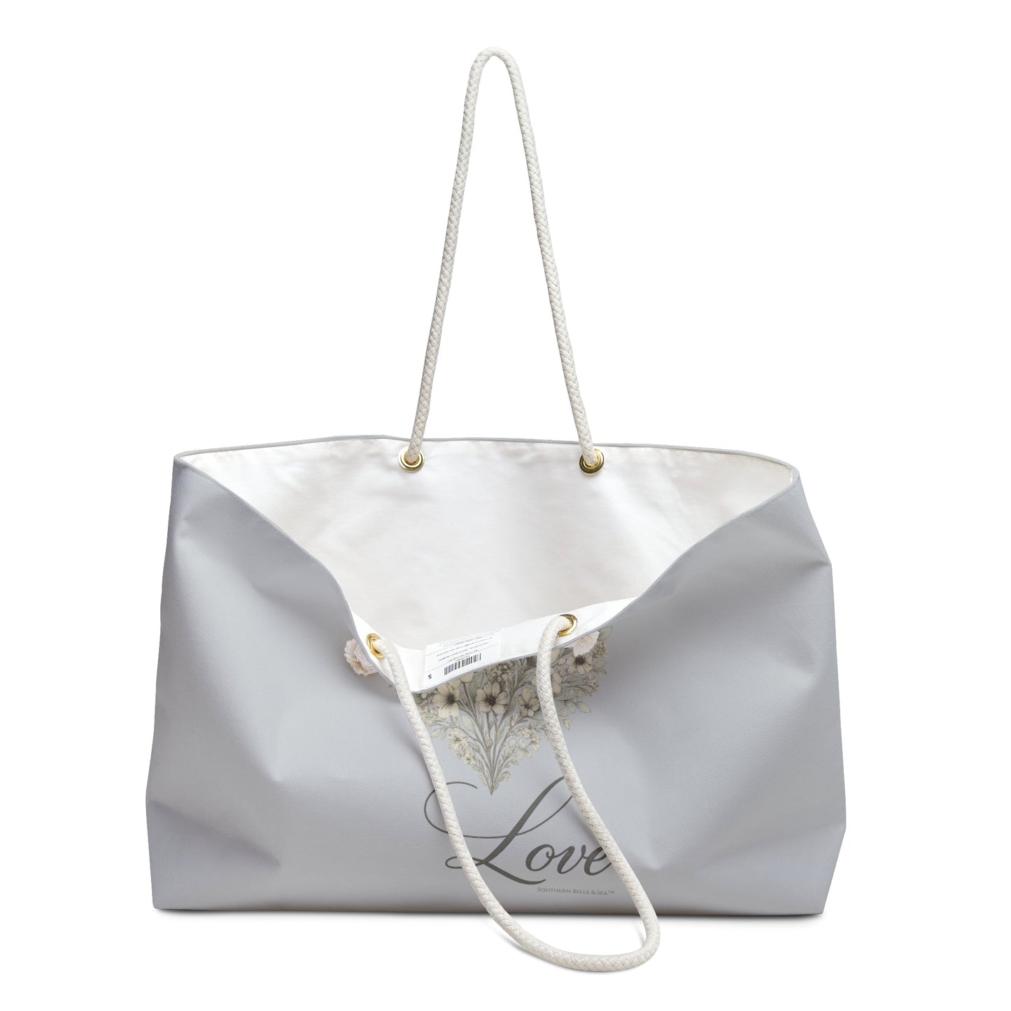 Vintage Botanical Greenery Heart “Love” Weekender Bag – 24" × 13" Travel Tote | Southern Belle & Sea™ - Southern Belle & Sea