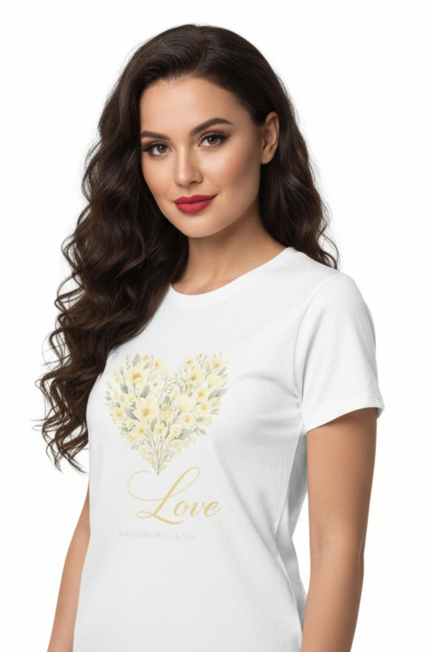 Vintage Botanical Magnolia Heart “Love” Tee — Floral Elegance Collection | Southern Belle & Sea™ - Southern Belle & Sea