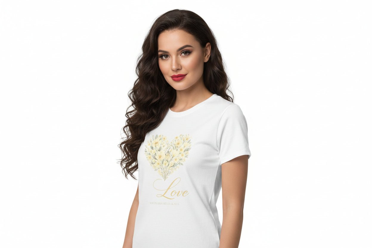 Vintage Botanical Magnolia Heart “Love” Tee — Floral Elegance Collection | Southern Belle & Sea™ - Southern Belle & Sea