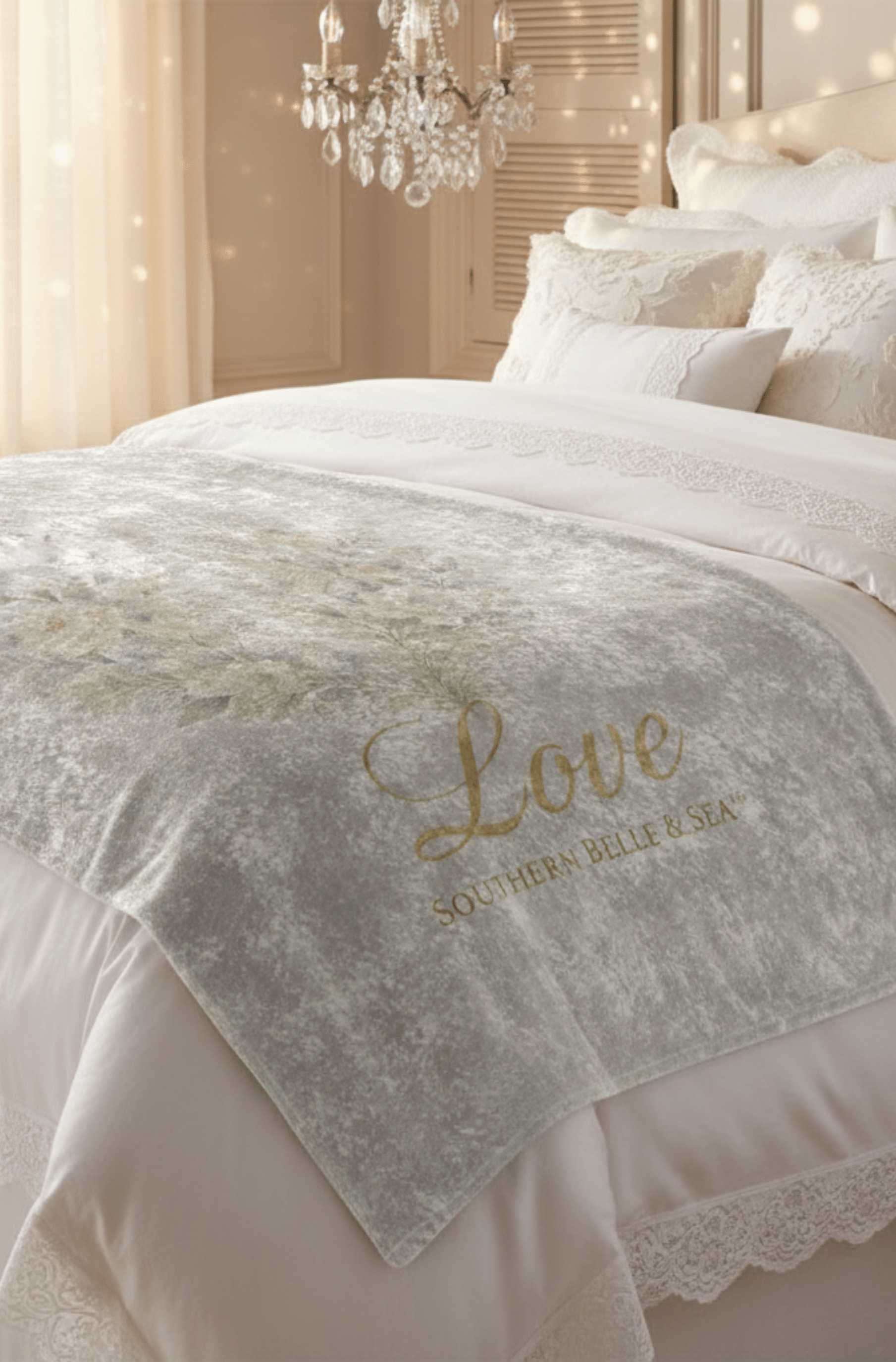 Vintage “LOVE” Crushed Velvet Throw Blanket | Southern Belle & Sea™ - Southern Belle & Sea