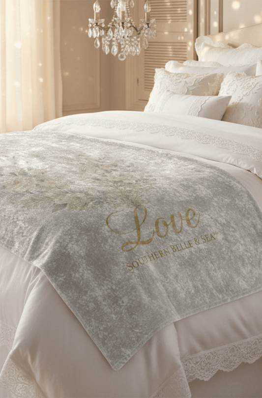 Vintage “LOVE” Crushed Velvet Throw Blanket | Southern Belle & Sea™ - Southern Belle & Sea