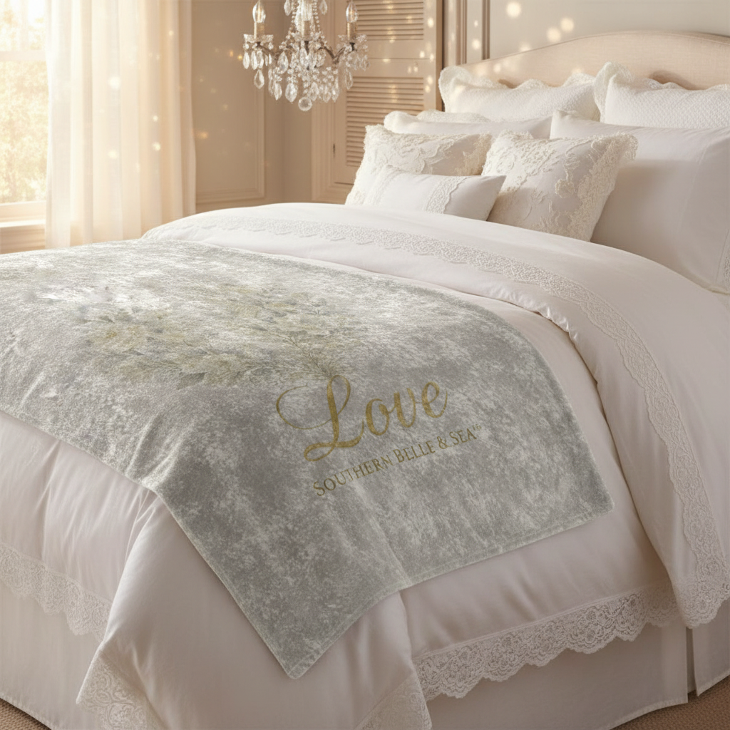 Vintage “Love” Crushed Velvet Throw Blanket | Southern Belle & Sea™ - Southern Belle & Sea