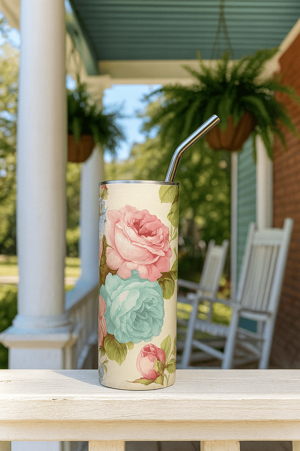 Vintage Rose Stainless Steel Tumbler | Southern Belle & Sea™ - Southern Belle & Sea