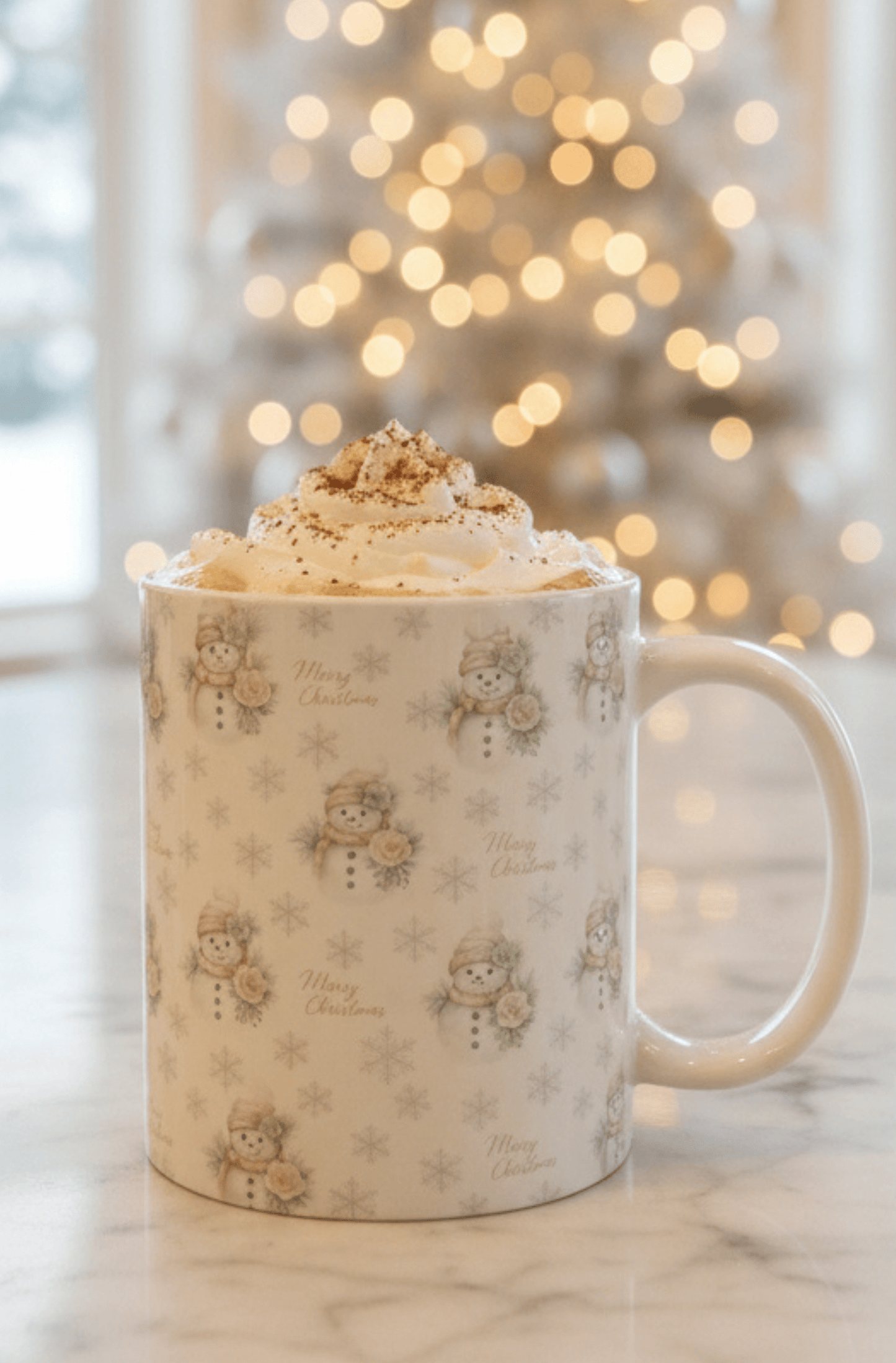 Vintage Snowman & Snowflakes Christmas Mug (11oz) — Snowman Christmas Collection — Cozy Winter Designs | Southern Belle & Sea™ - Southern Belle & Sea