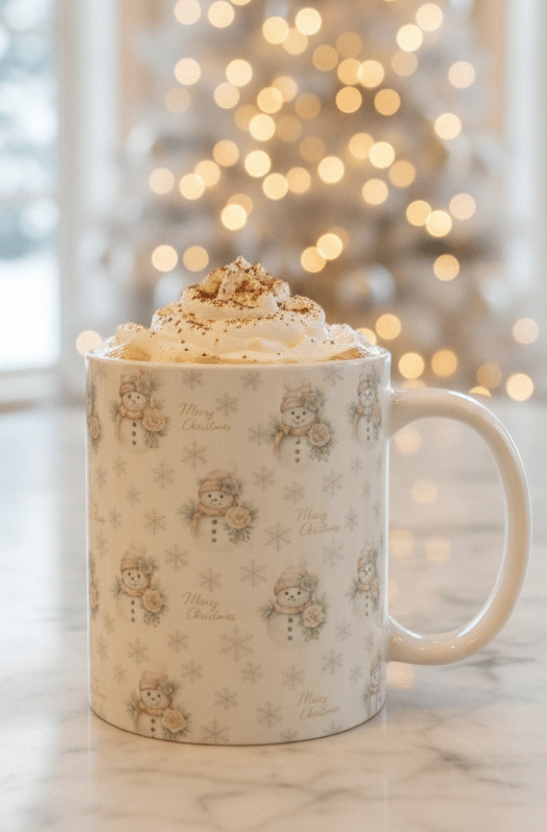 Vintage Snowman & Snowflakes Christmas Mug (11oz) — Snowman Christmas Collection — Cozy Winter Designs | Southern Belle & Sea™ - Southern Belle & Sea