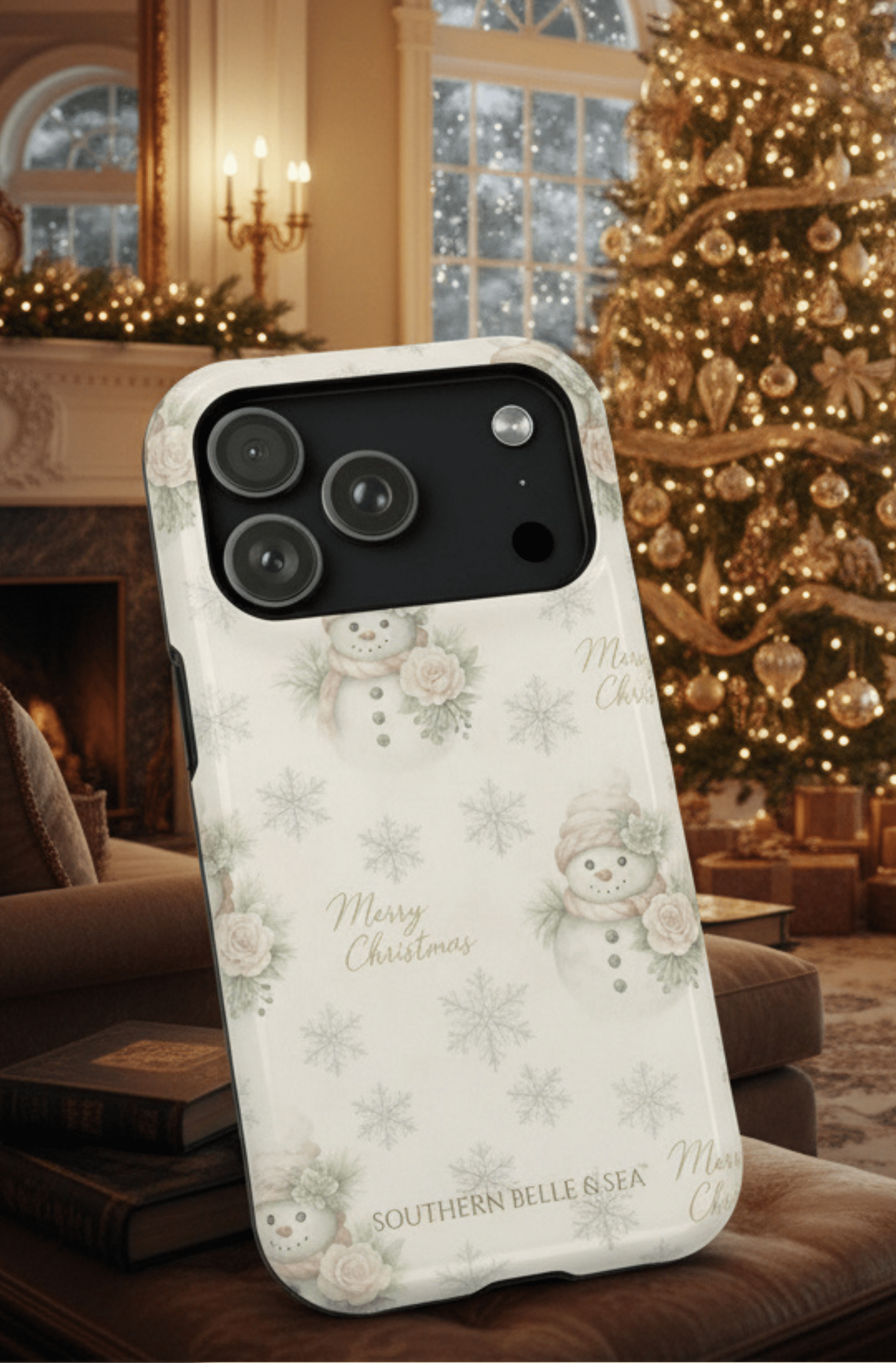 Vintage Snowman & Snowflakes iPhone Case — Snowman Christmas Collection | Southern Belle & Sea™ - Southern Belle & Sea