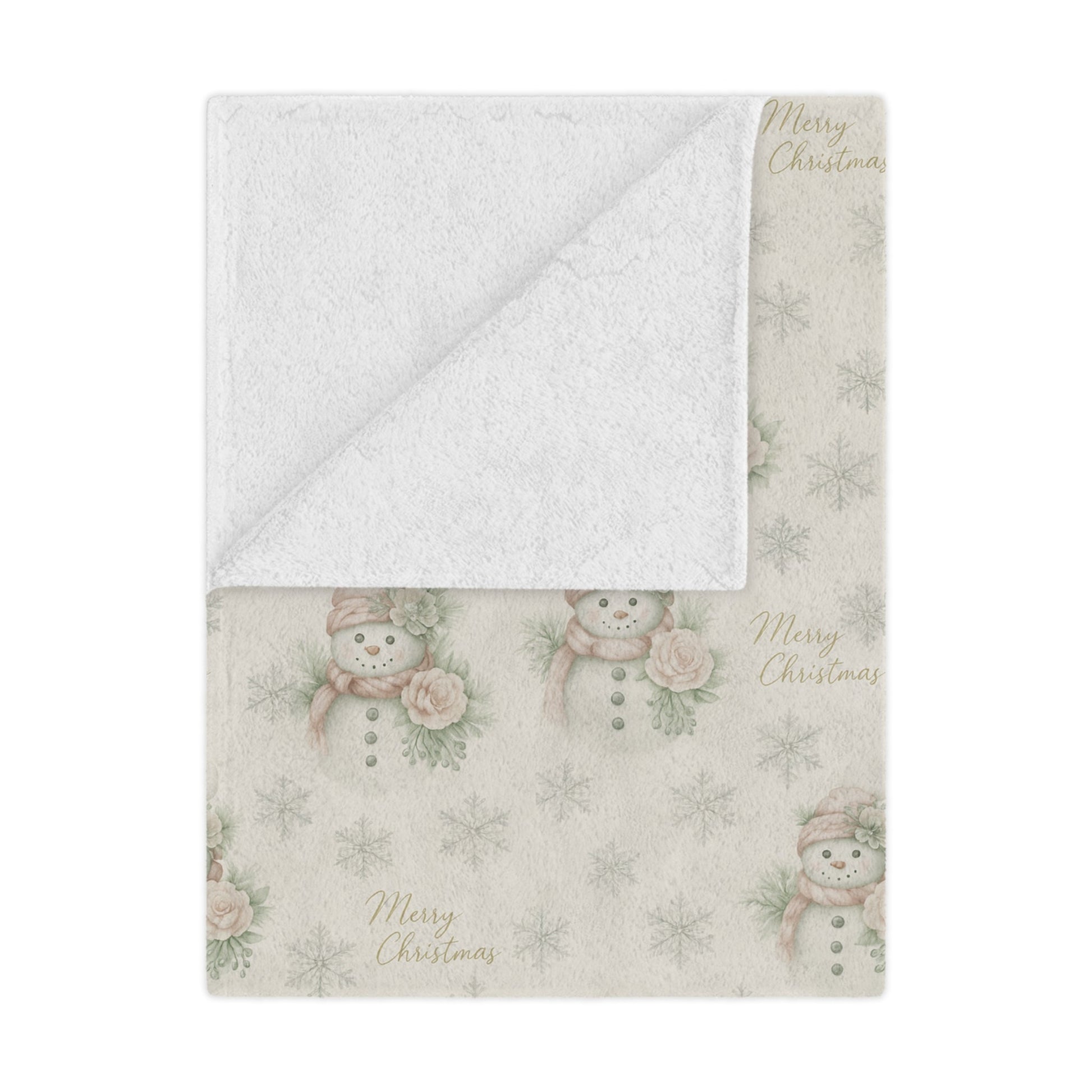 Vintage Snowman & Snowflakes Minky Blanket (30” × 40”) — Snowman Christmas Collection | Southern Belle & Sea™ - Southern Belle & Sea