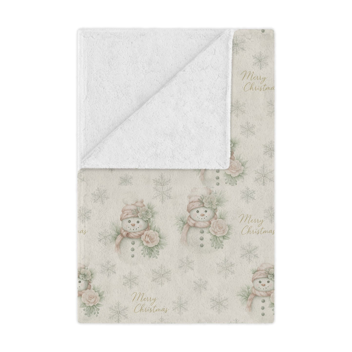 Vintage Snowman & Snowflakes Minky Blanket (30” × 40”) — Snowman Christmas Collection | Southern Belle & Sea™ - Southern Belle & Sea