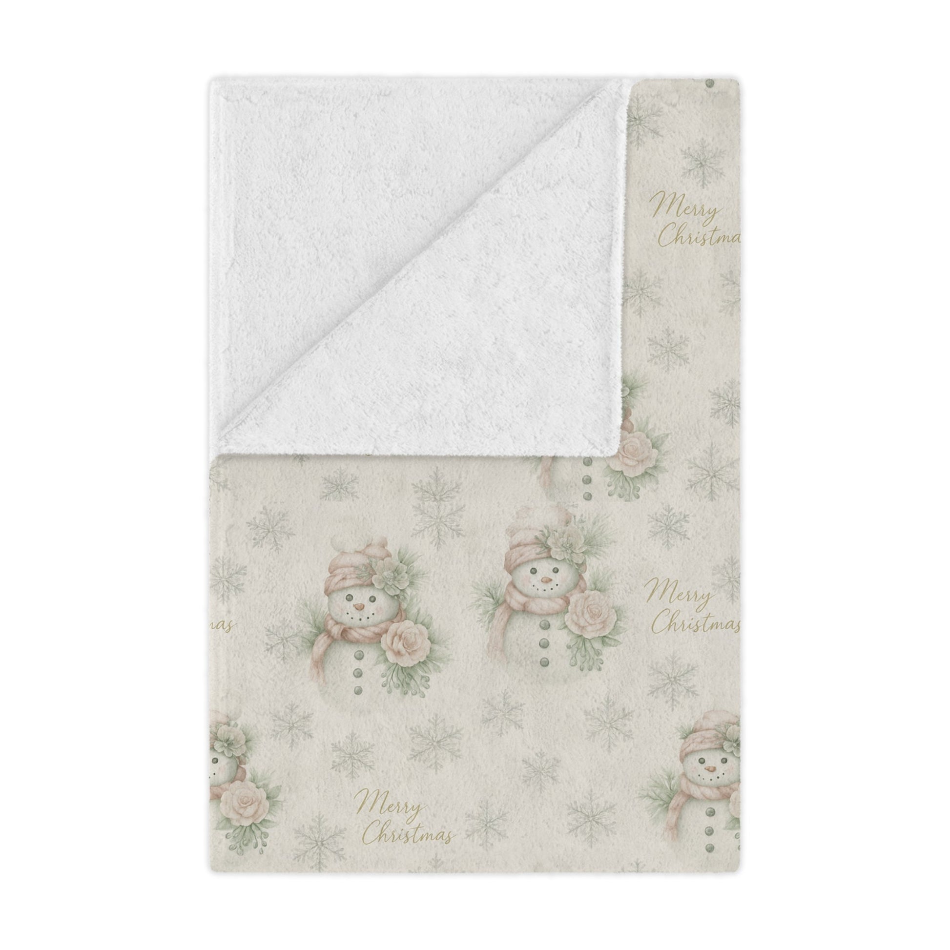 Vintage Snowman & Snowflakes Minky Blanket (30” × 40”) — Snowman Christmas Collection | Southern Belle & Sea™ - Southern Belle & Sea