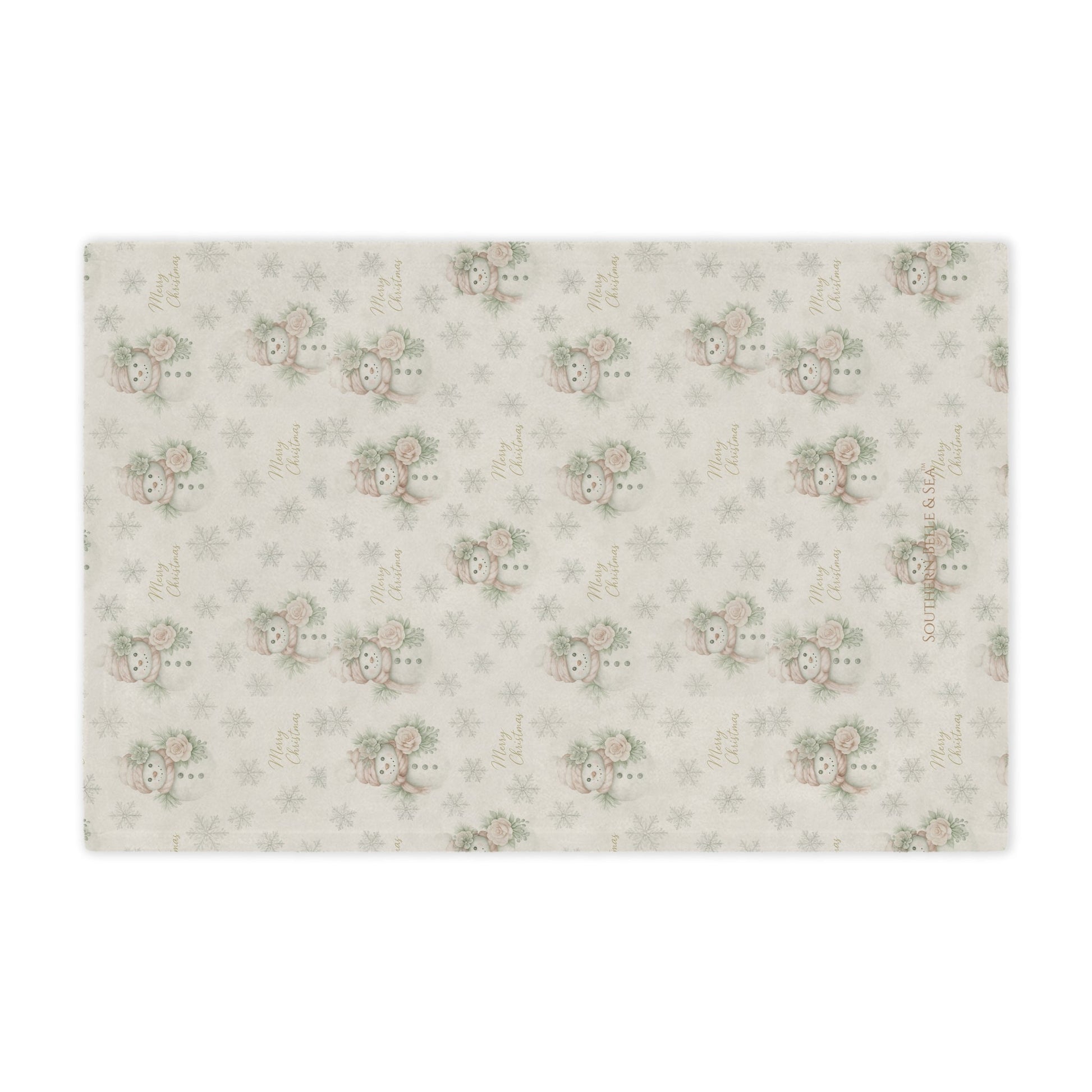Vintage Snowman & Snowflakes Minky Blanket (30” × 40”) — Snowman Christmas Collection | Southern Belle & Sea™ - Southern Belle & Sea