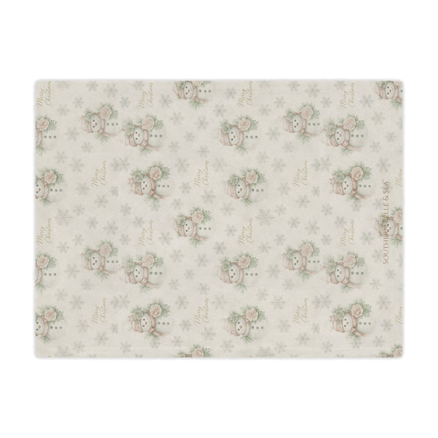 Vintage Snowman & Snowflakes Minky Blanket (30” × 40”) — Snowman Christmas Collection | Southern Belle & Sea™ - Southern Belle & Sea