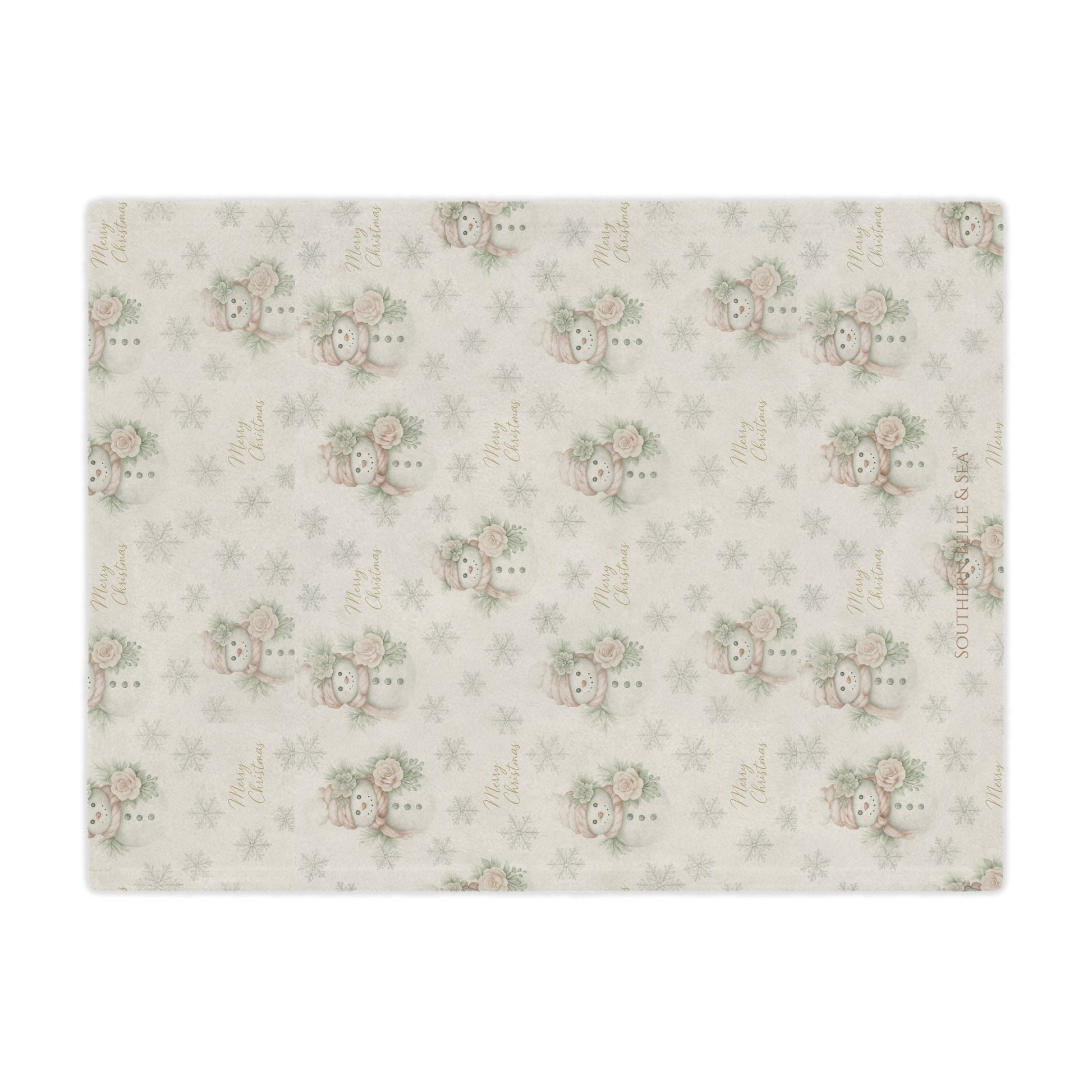 Vintage Snowman & Snowflakes Minky Blanket (30” × 40”) — Snowman Christmas Collection | Southern Belle & Sea™ - Southern Belle & Sea